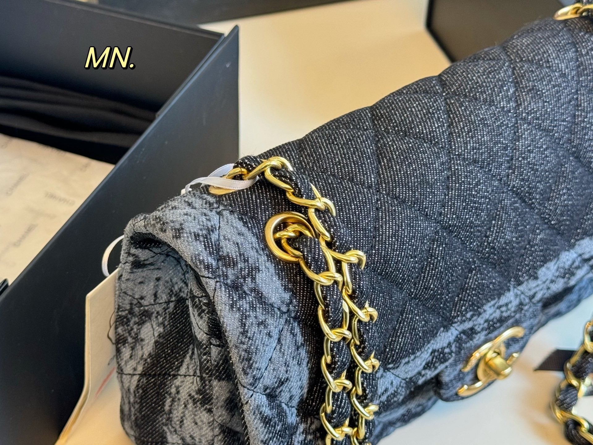 Chanel Denim CF Double Flap Chain Bag