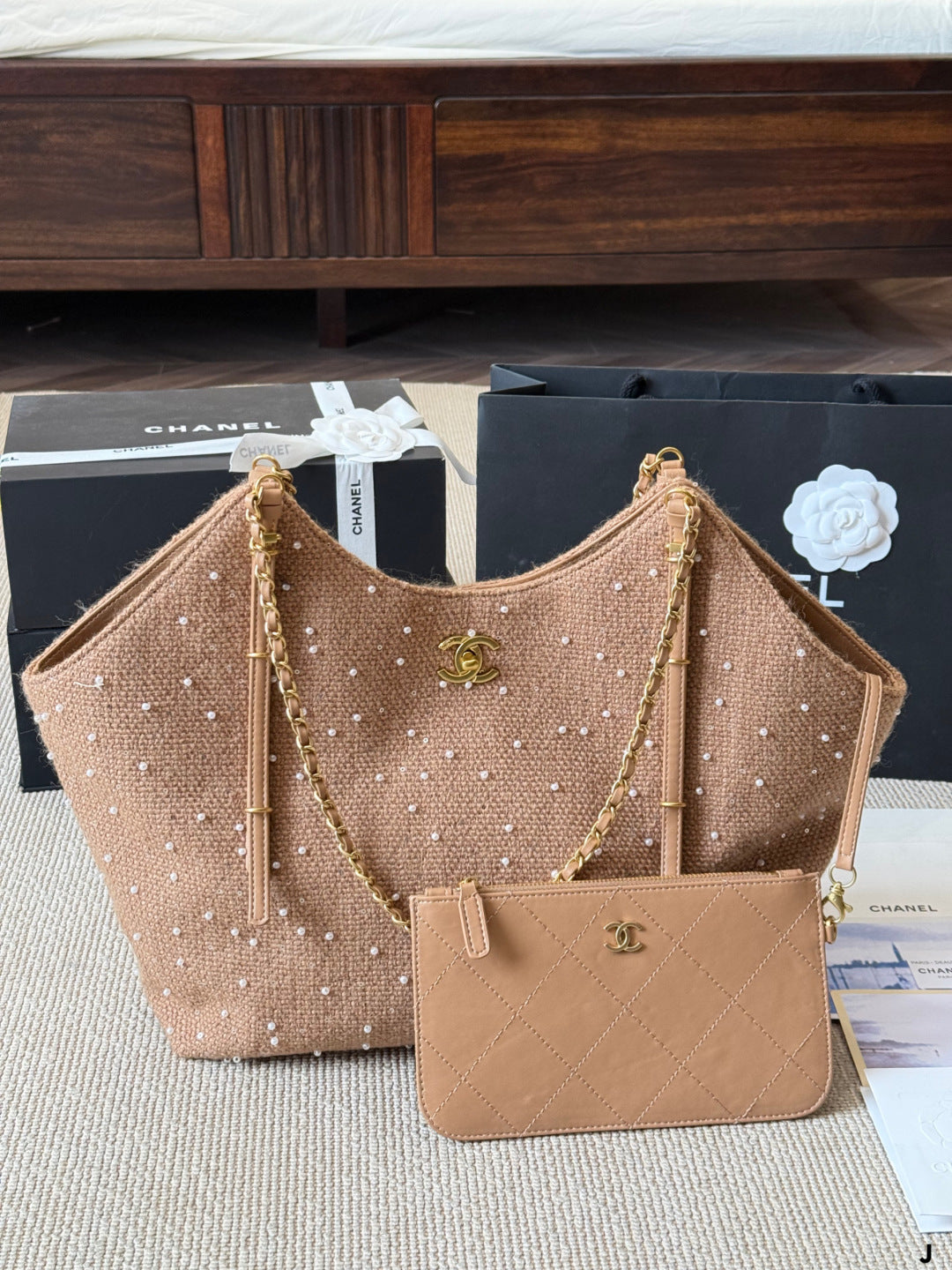 Chanel Polka Dot Chain Tote Bag