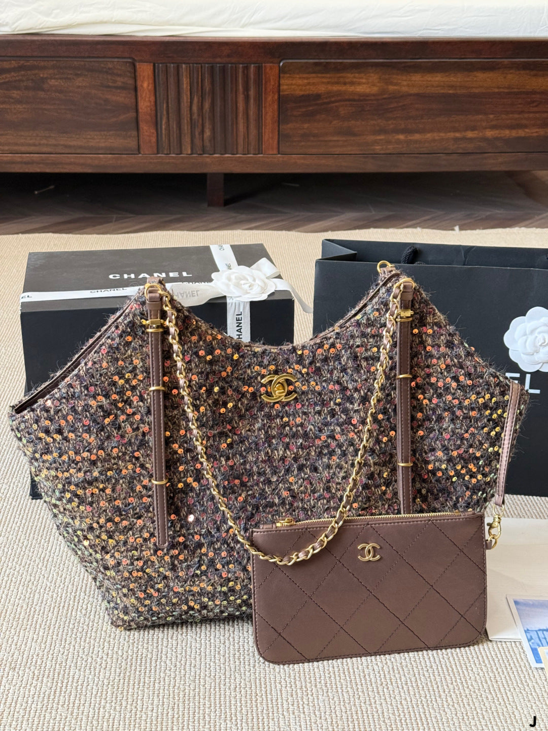 Chanel Polka Dot Chain Tote Bag