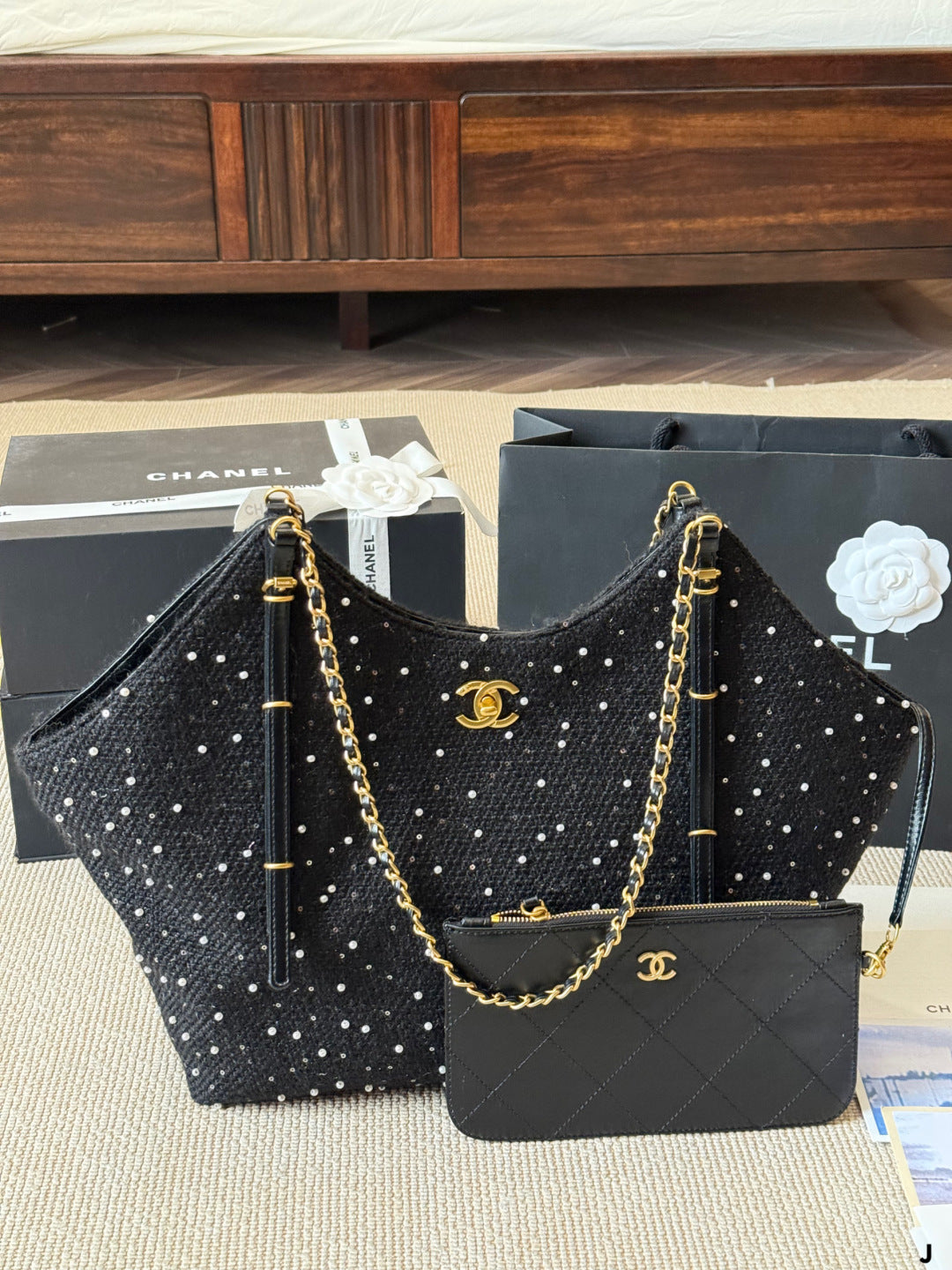 Chanel Polka Dot Chain Tote Bag