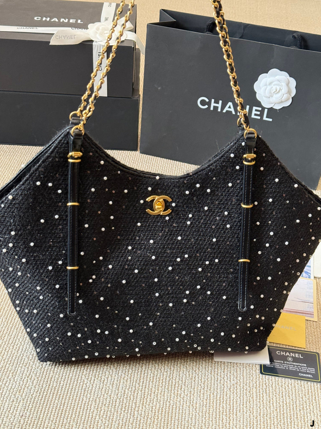 Chanel Polka Dot Chain Tote Bag
