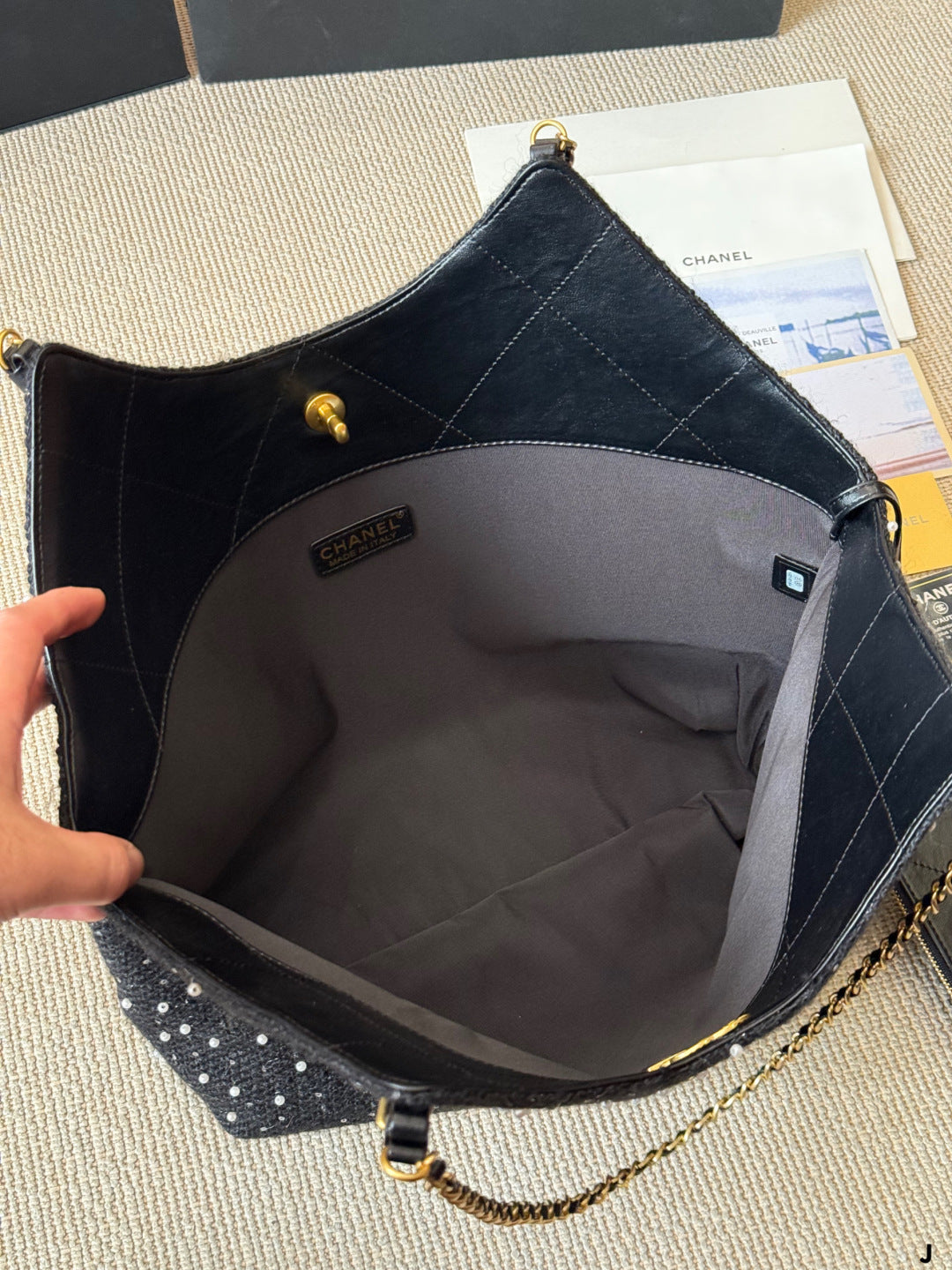 Chanel Polka Dot Chain Tote Bag