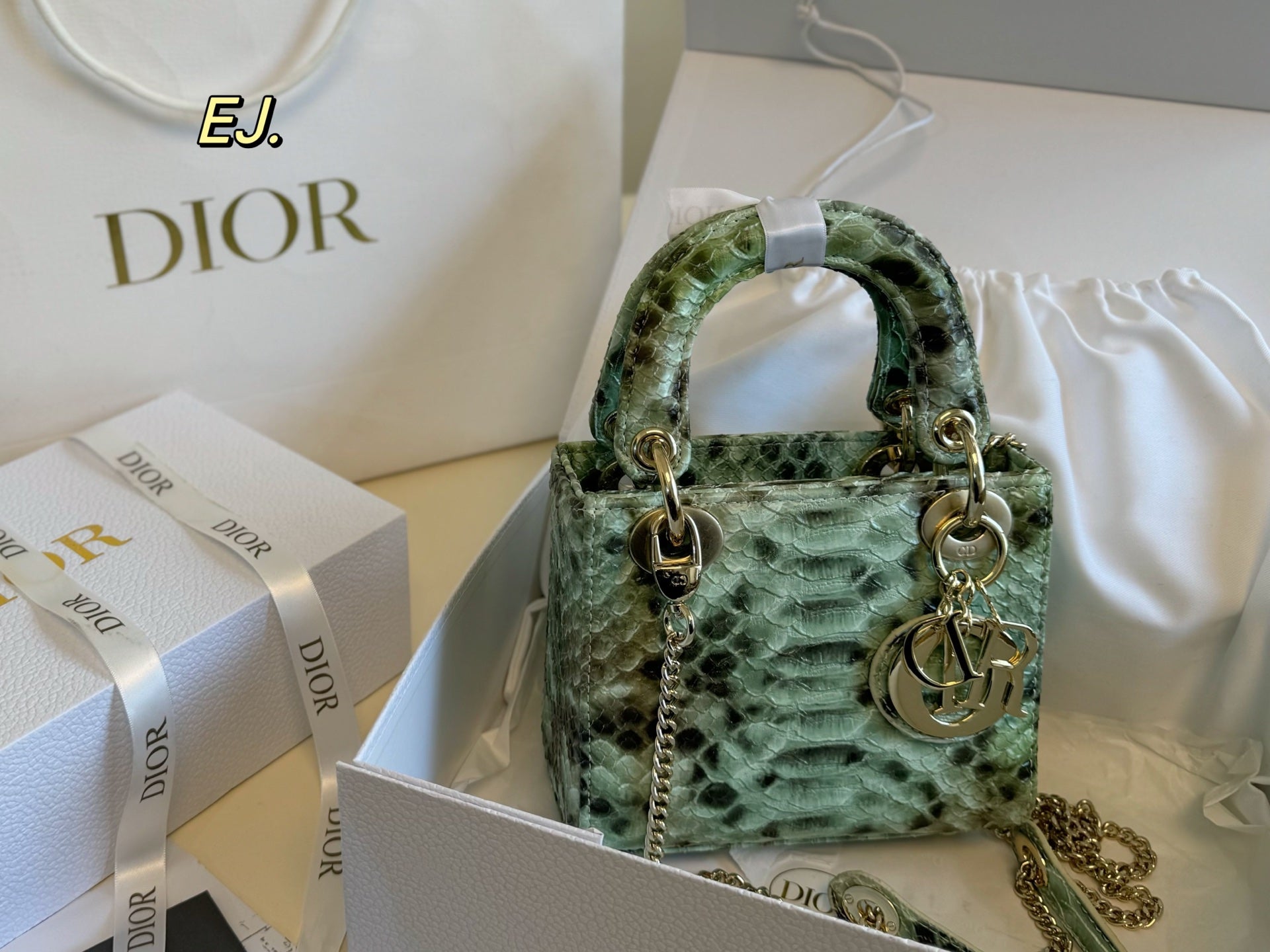 Lady Dior Rare leather pattern handbag