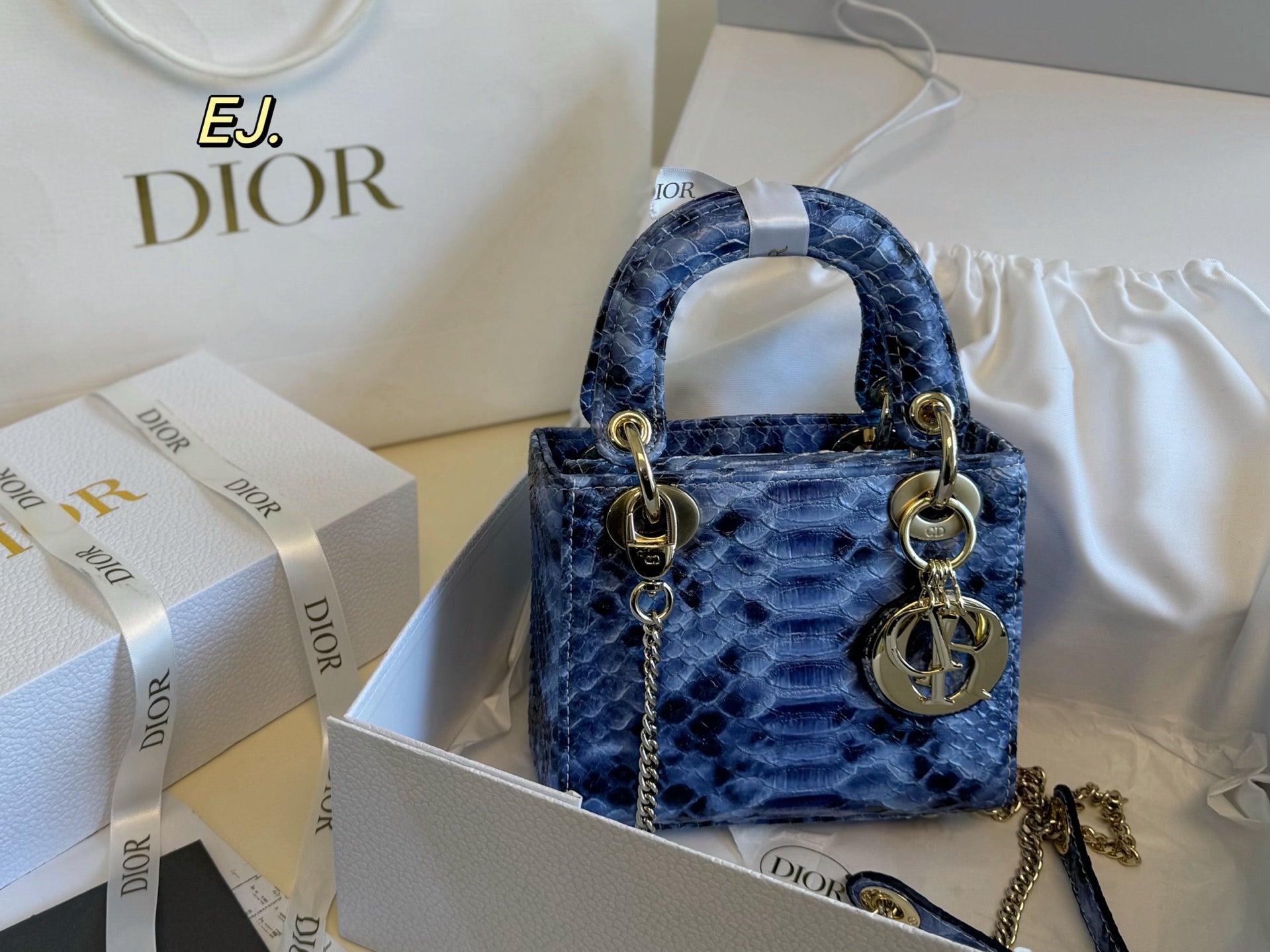 Lady Dior Rare leather pattern handbag