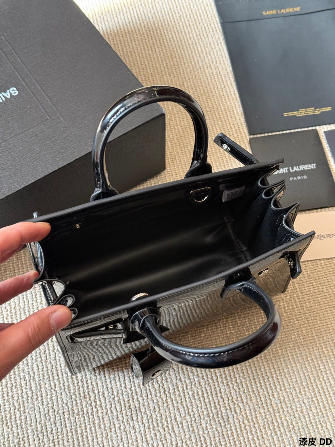 YSL Sac de Jour Patent leather accordion bag