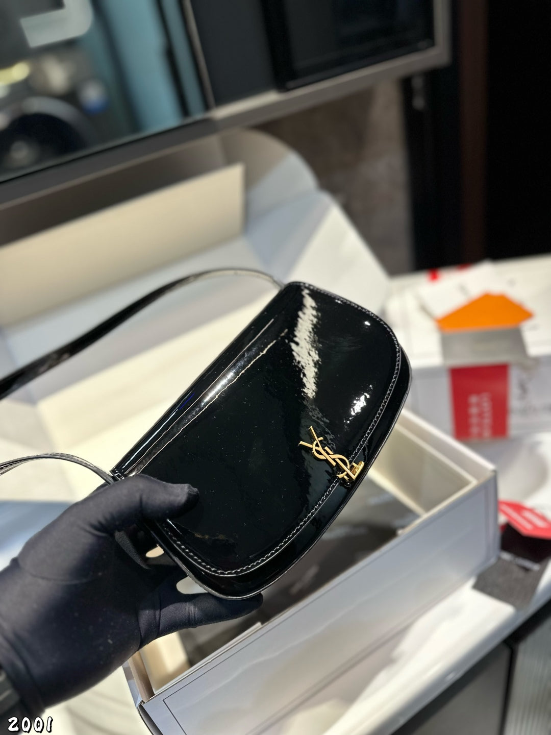 YSL Voltaire Patent Leather Underarm Bag