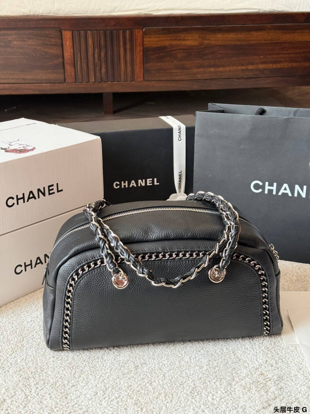 Chanel Oil-Wax Leather Bowling Bag