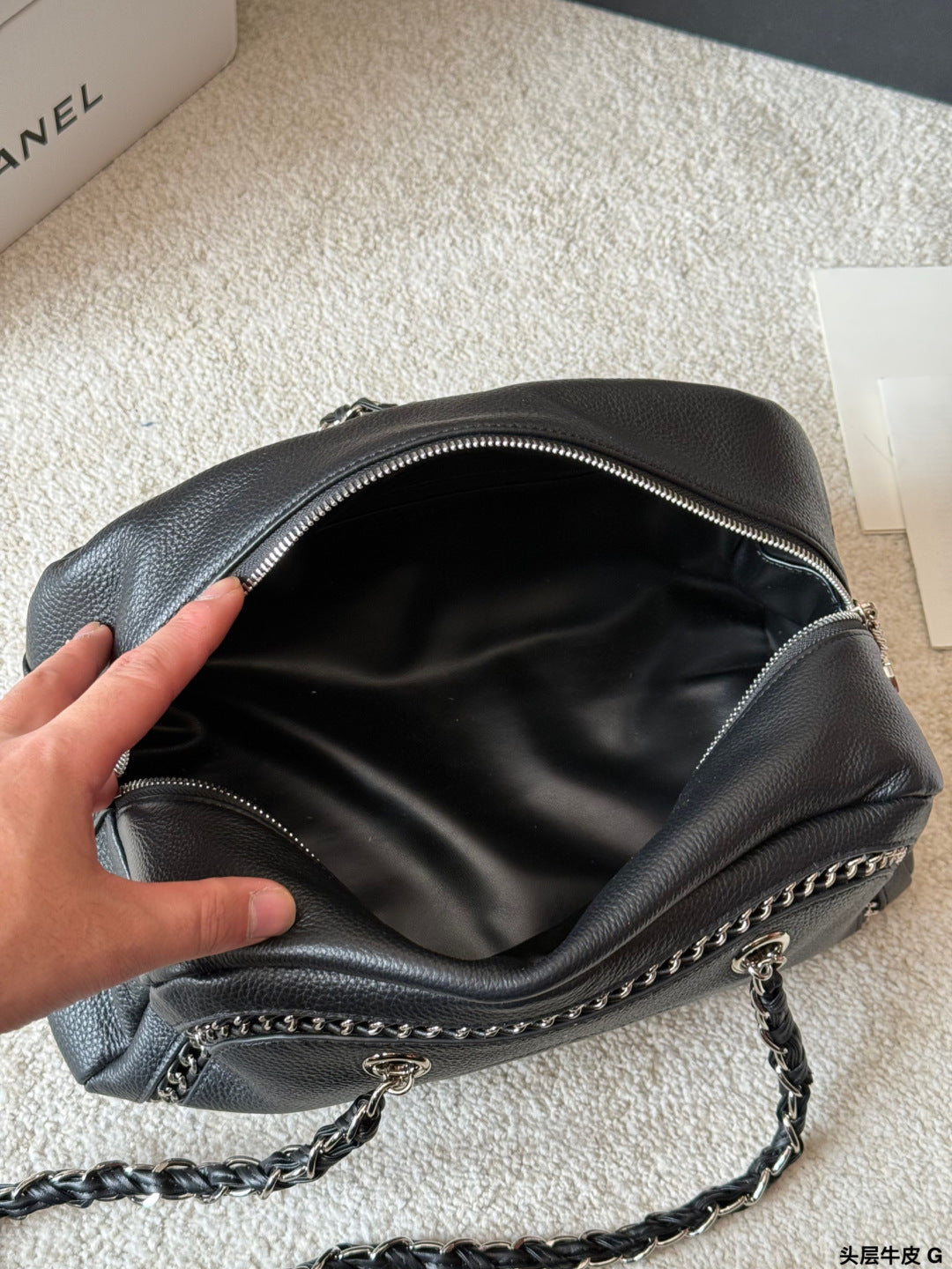 Chanel Oil-Wax Leather Bowling Bag