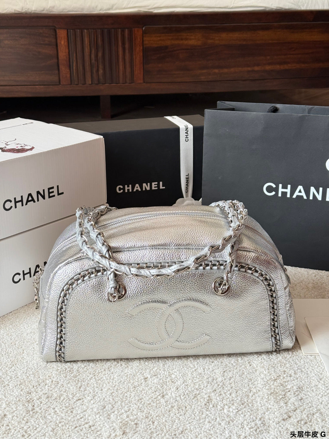 Chanel Oil-Wax Leather Bowling Bag