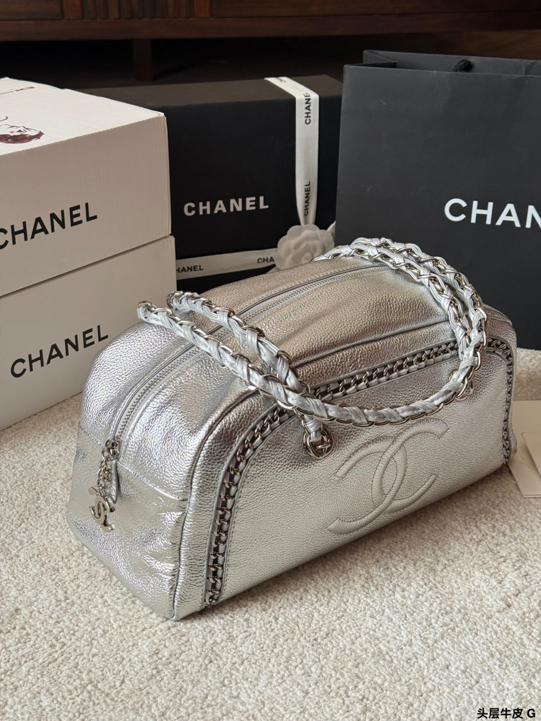 Chanel Oil-Wax Leather Bowling Bag