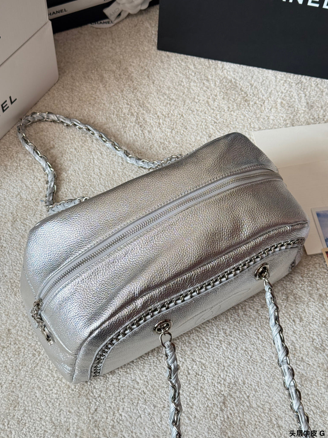 Chanel Oil-Wax Leather Bowling Bag