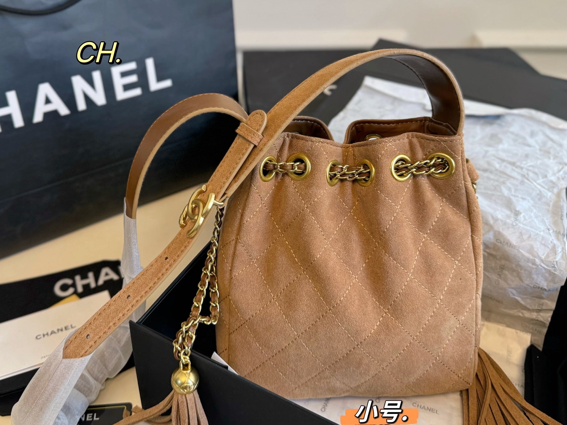 Chanel 25a Tassel Chain Bucket Bag