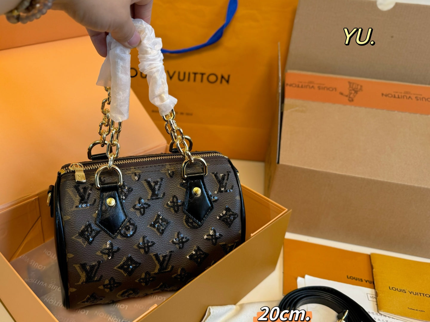 LV Speedy Sequin Chain Pillow Bag