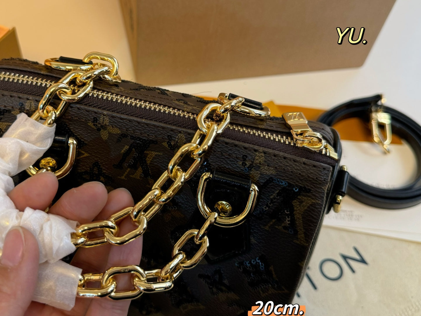 LV Speedy Sequin Chain Pillow Bag