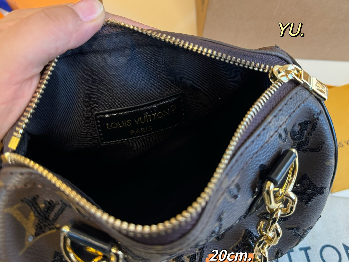 LV Speedy Sequin Chain Pillow Bag