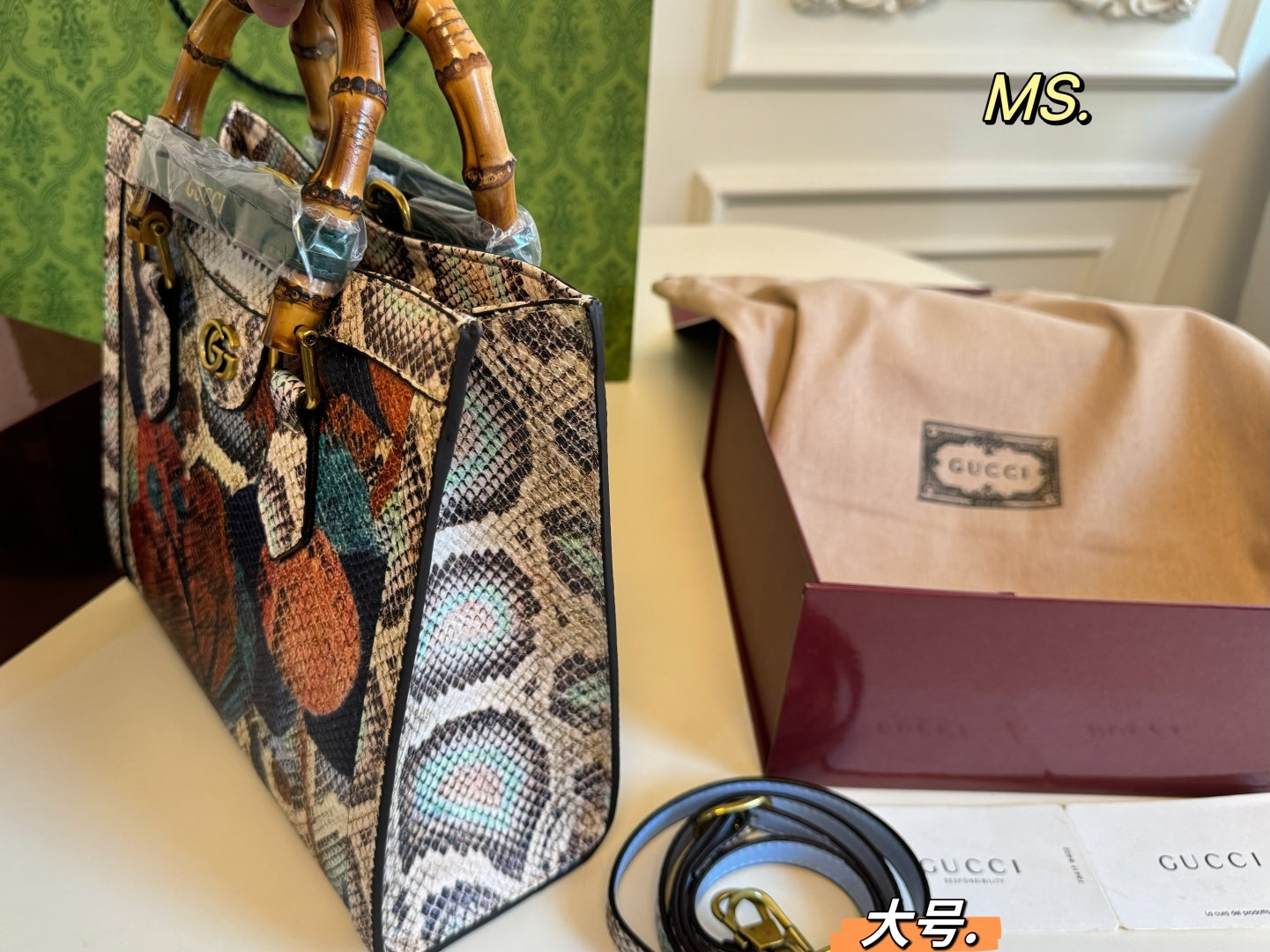 Gucci Diana Python print tote bag