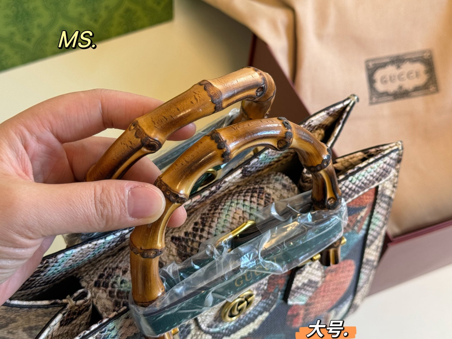 Gucci Diana Python print tote bag