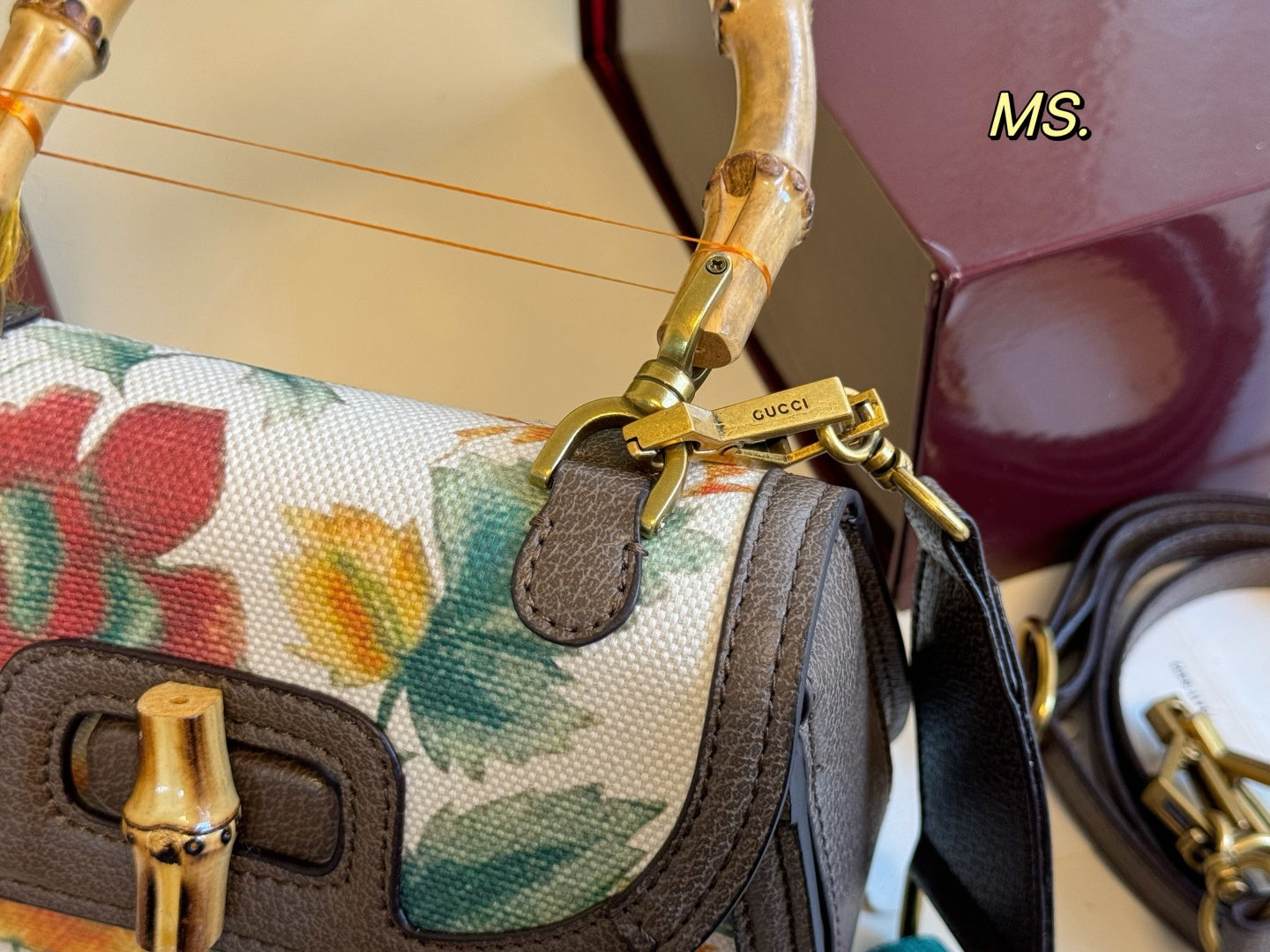 Gucci Slant crossbody bag with bamboo joint handle