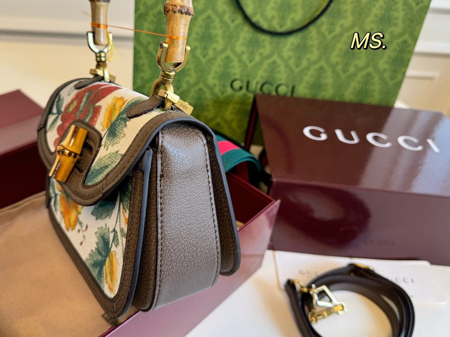 Gucci Slant crossbody bag with bamboo joint handle