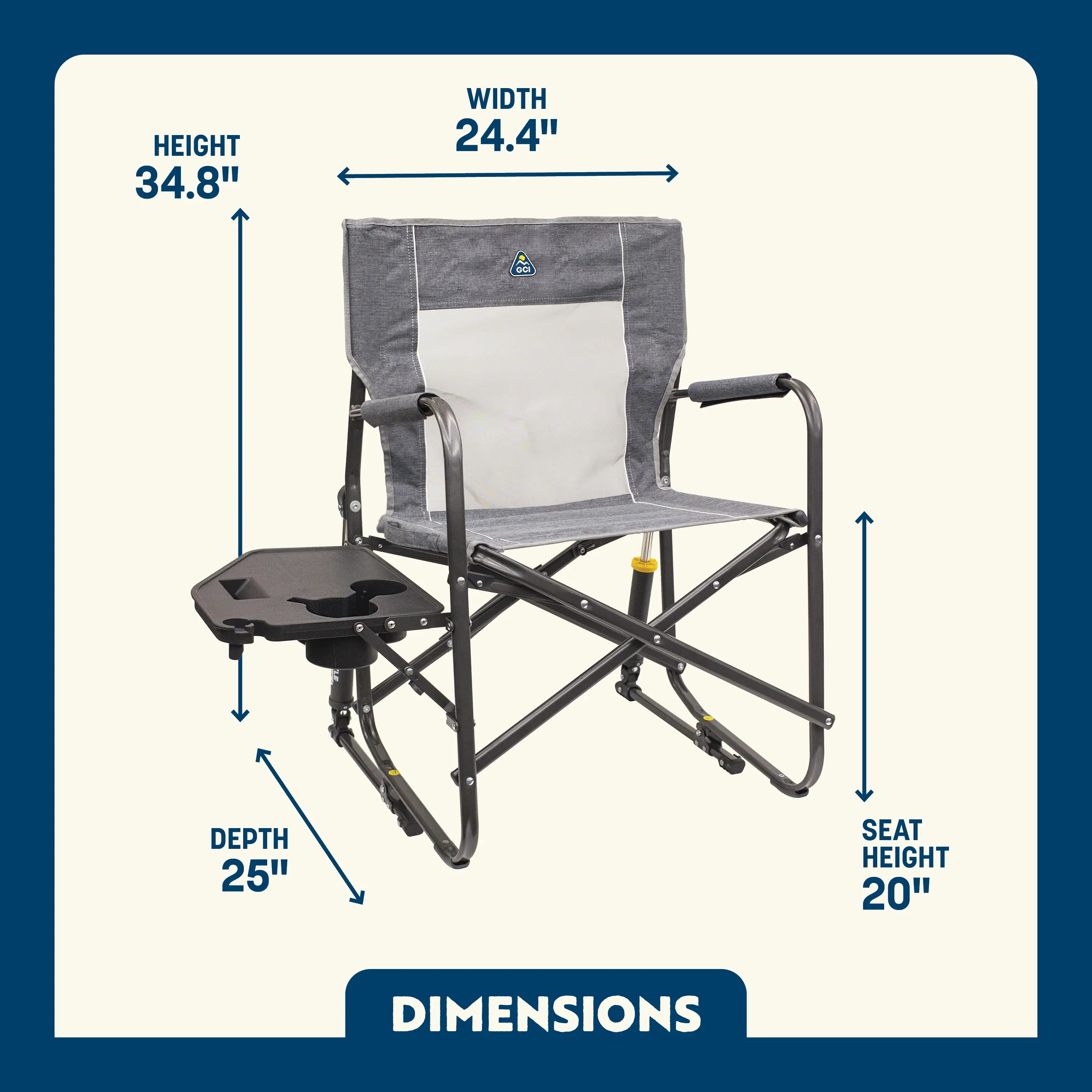 Freestyle Rocker with Side Table dimensions overview
