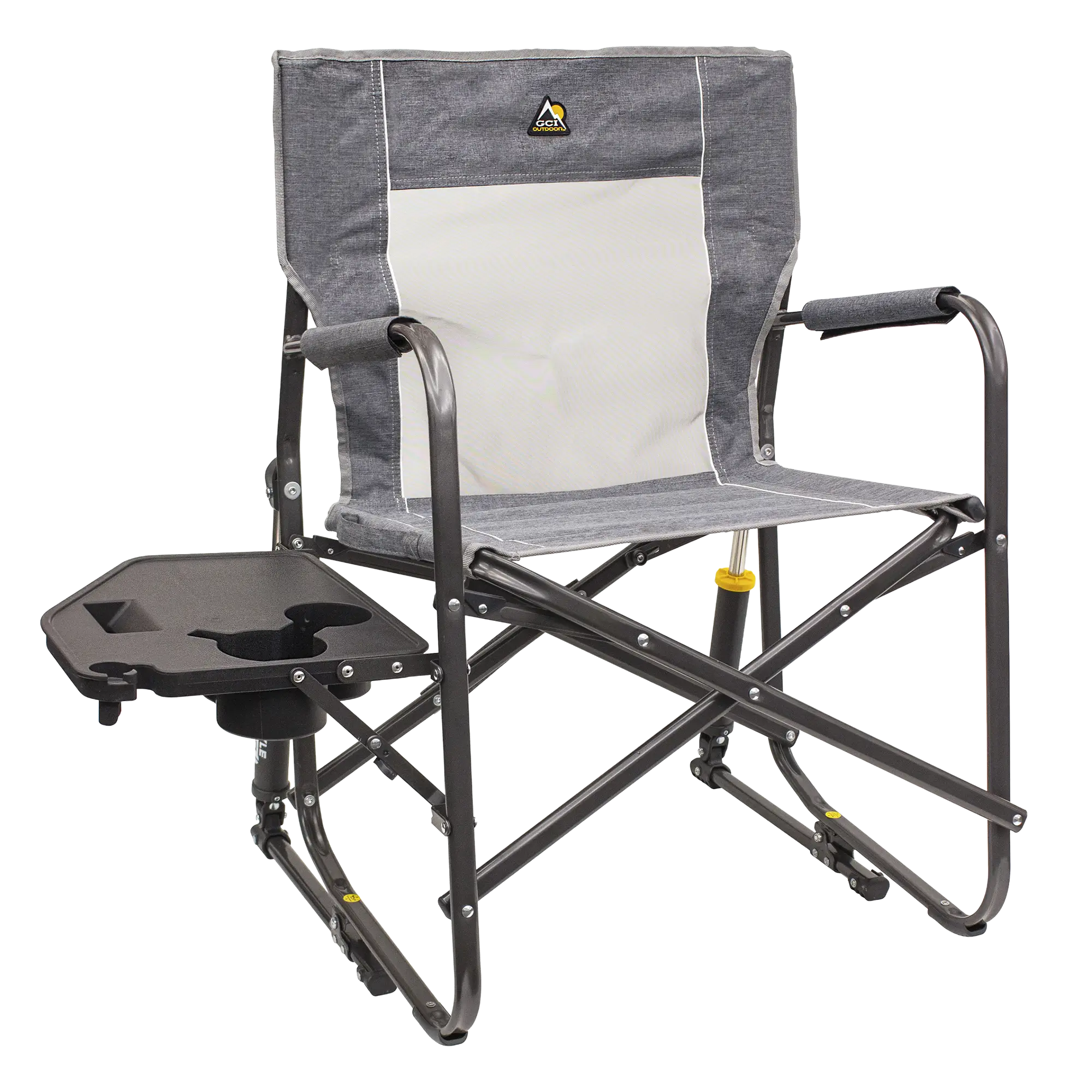 Freestyle Rocker with Side Table, Heathered Pewter, Front Table Open