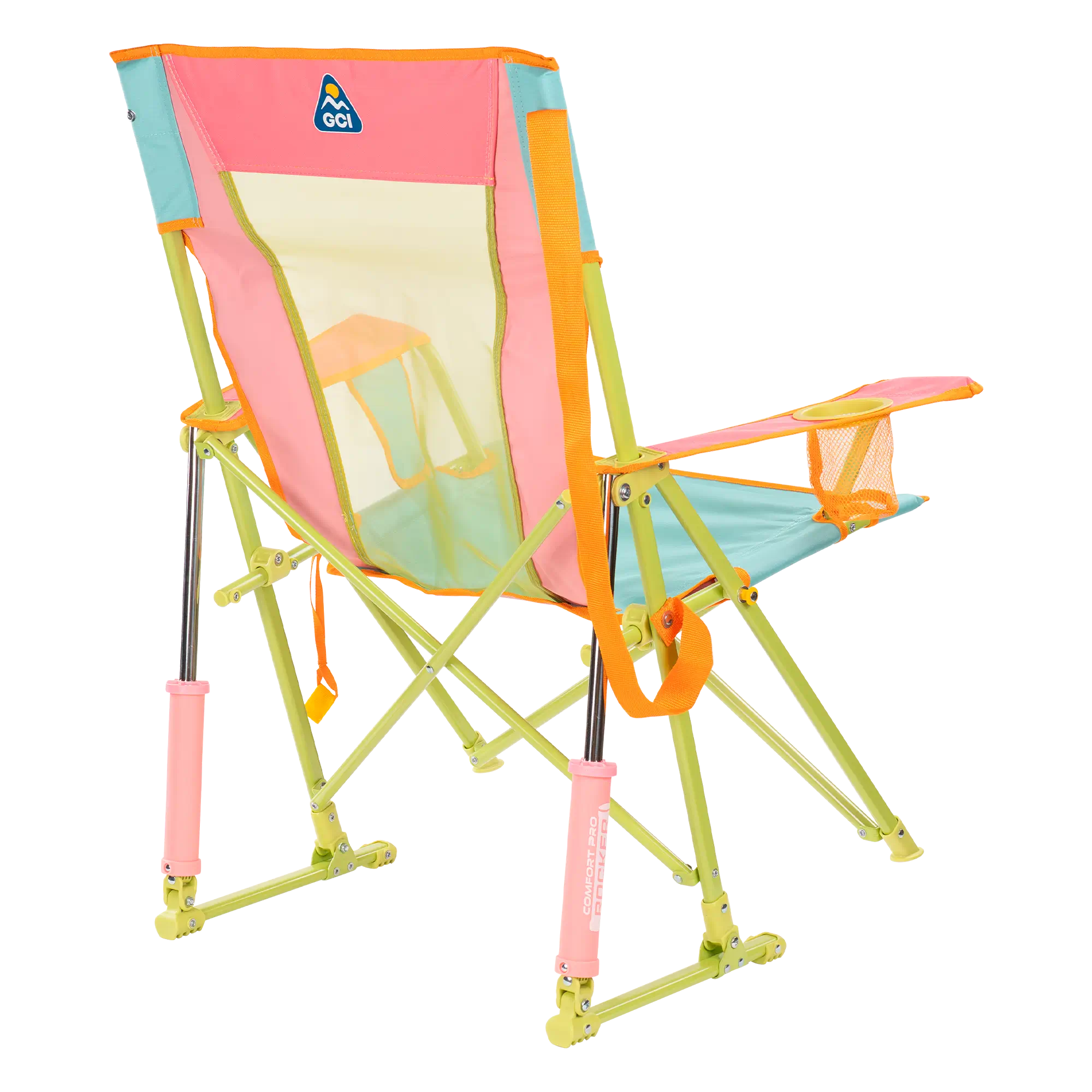 Back right angle of the sweet tea comfort pro rocker showing the spring-action rockers. 