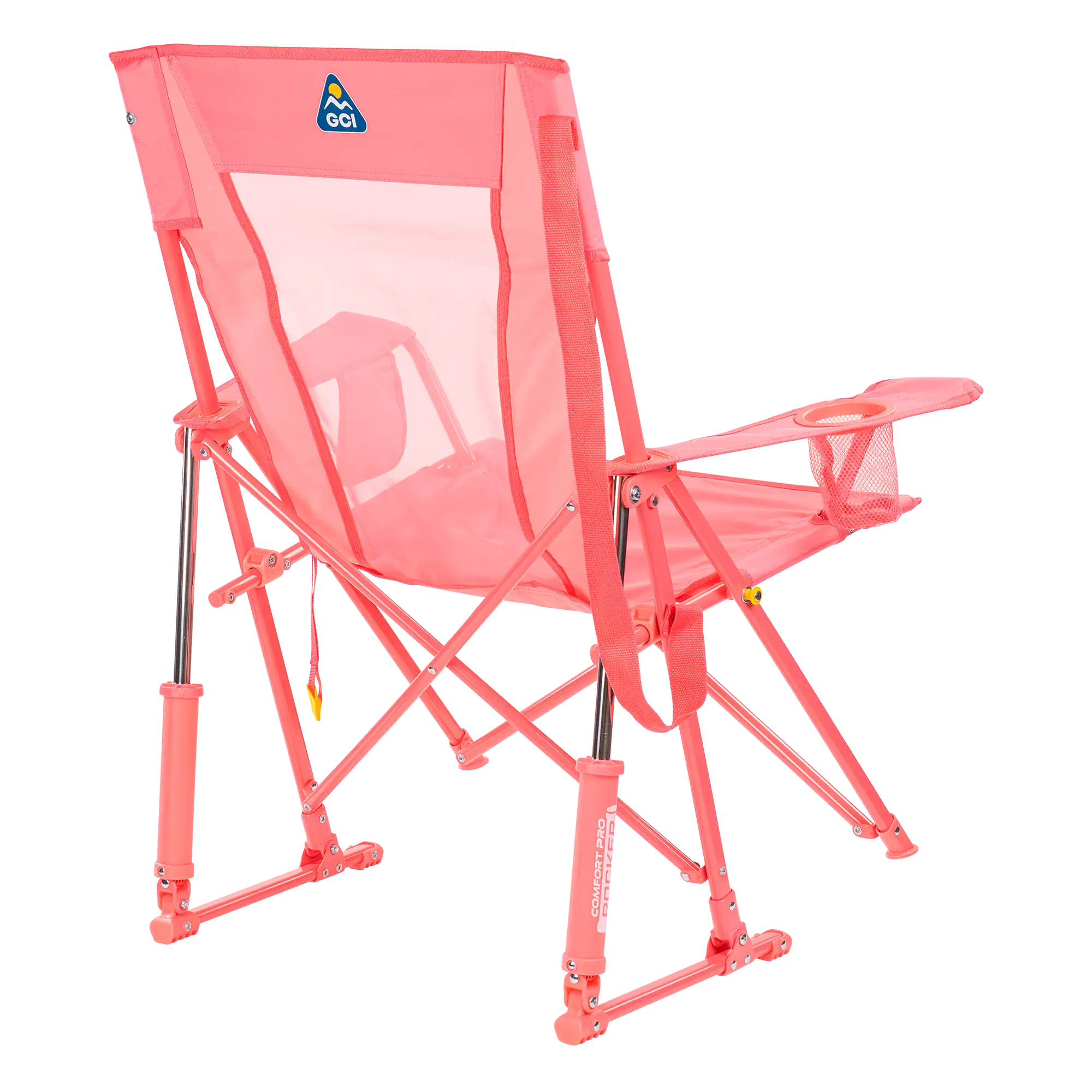 Back right angle of the blush comfort pro rocker showing the spring-action rockers. 
