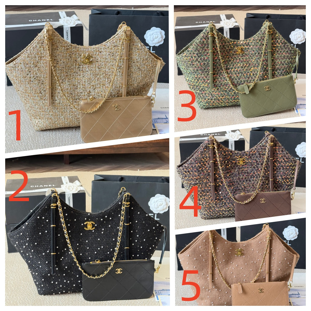 Chanel Polka Dot Chain Tote Bag