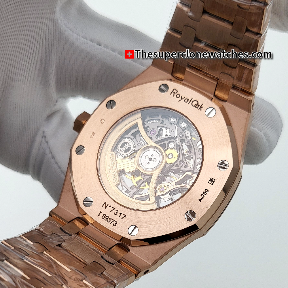 Audemars Piguet Royal Oak Double Balance Wheel Openworked 18kt Rose Gold Exact 1:1 Super Clone 3132 Swiss Movement Replica Watch