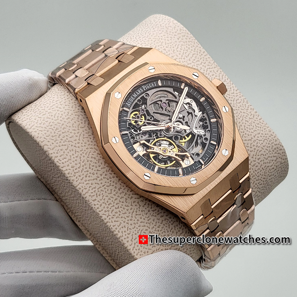 Audemars Piguet Royal Oak Double Balance Wheel Openworked 18kt Rose Gold Exact 1:1 Super Clone 3132 Swiss Movement Replica Watch