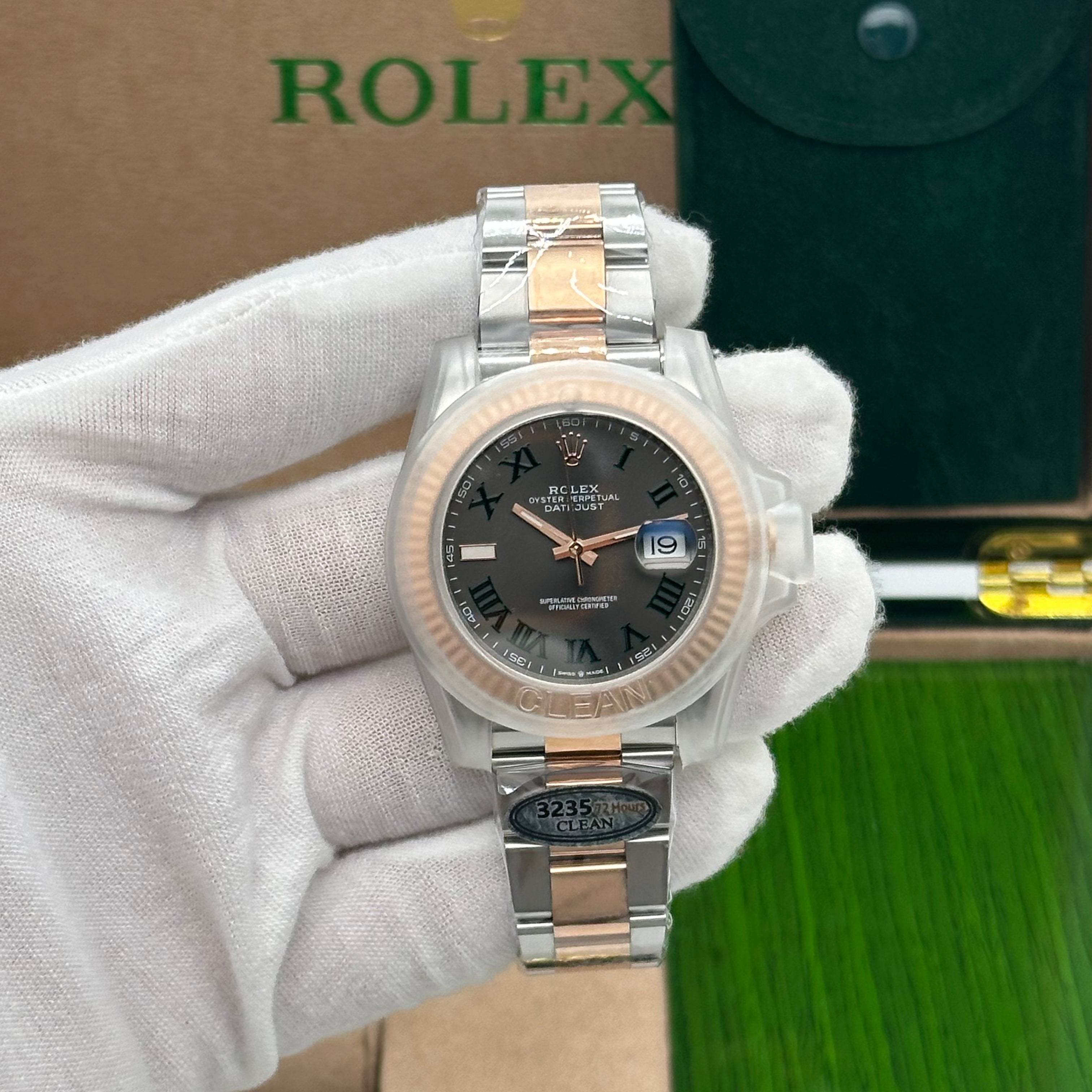 Rolex Datejust 41 – Oystersteel & Everose Gold – Slate Dial with Green Roman Numerals