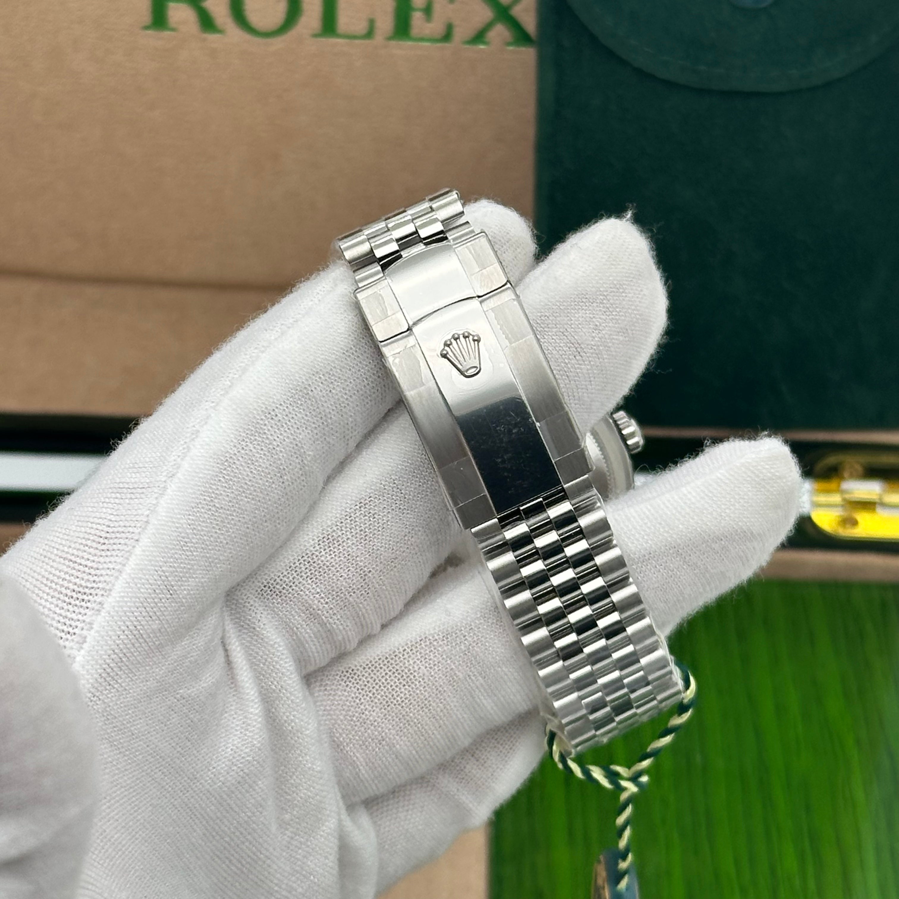 Rolex Datejust 36mm Oyster Perpetual Green Palm Motif Dial with Diamonds
