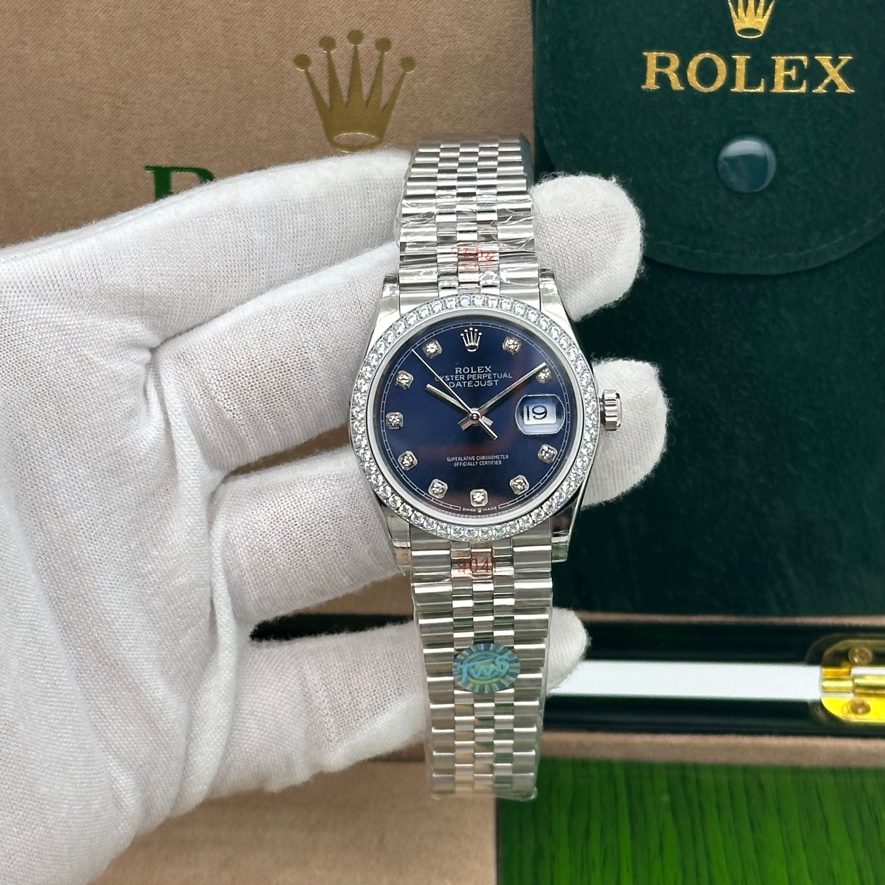 Rolex Datejust 36mm Blue Diamond Dial with Diamond Bezel – Jubilee Bracelet