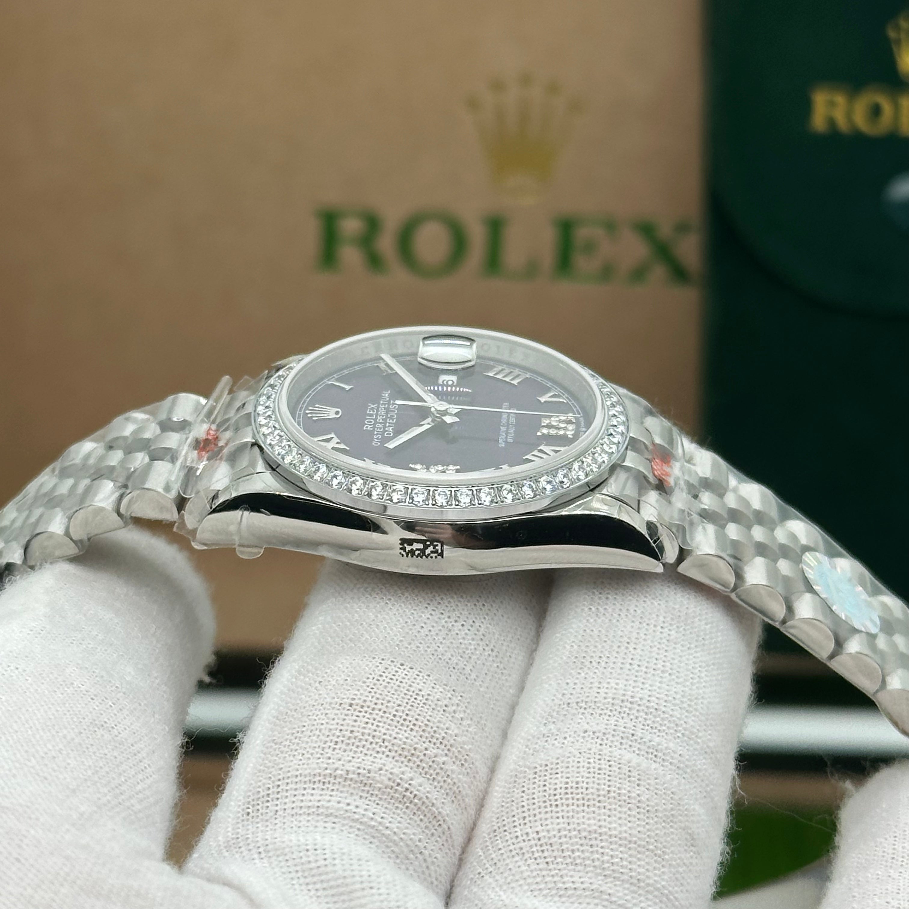 Rolex Datejust 36mm – Purple Dial with Diamond Roman Numerals & Jubilee Bracelet