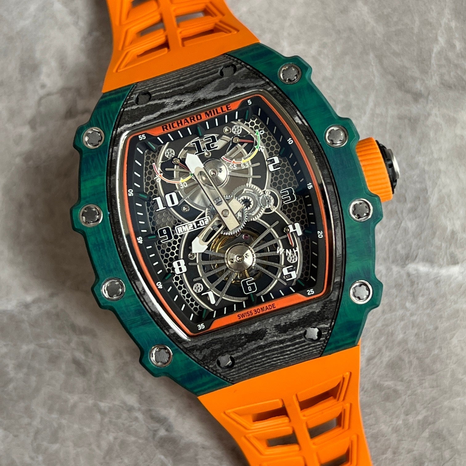 Richard Mille RM 21-02 Automatic Flyback Chronograph – Carbon TPT® & Green Quartz TPT®