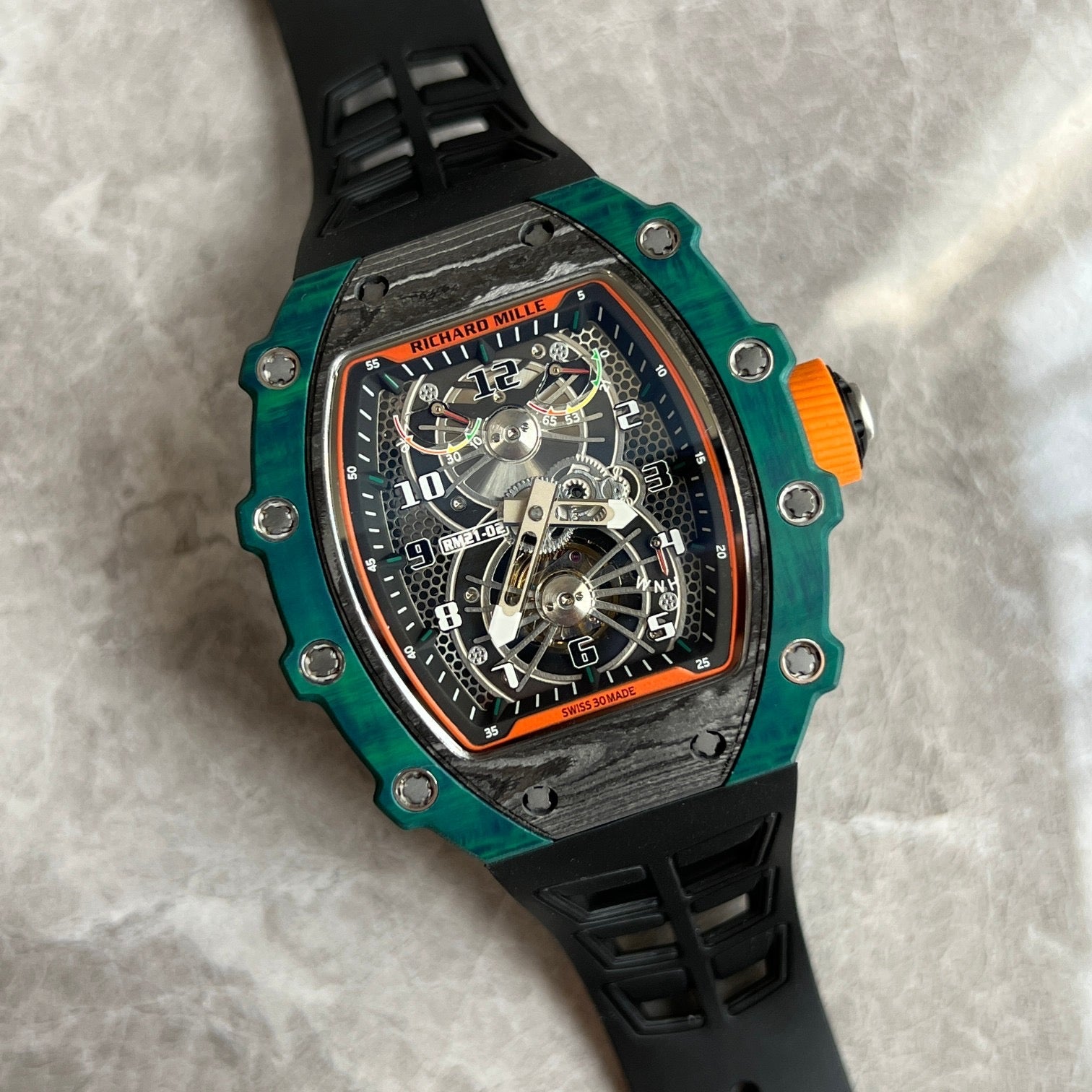 Richard Mille RM 21-02 McLaren Flyback Chronograph – Carbon TPT® & Green Quartz TPT®