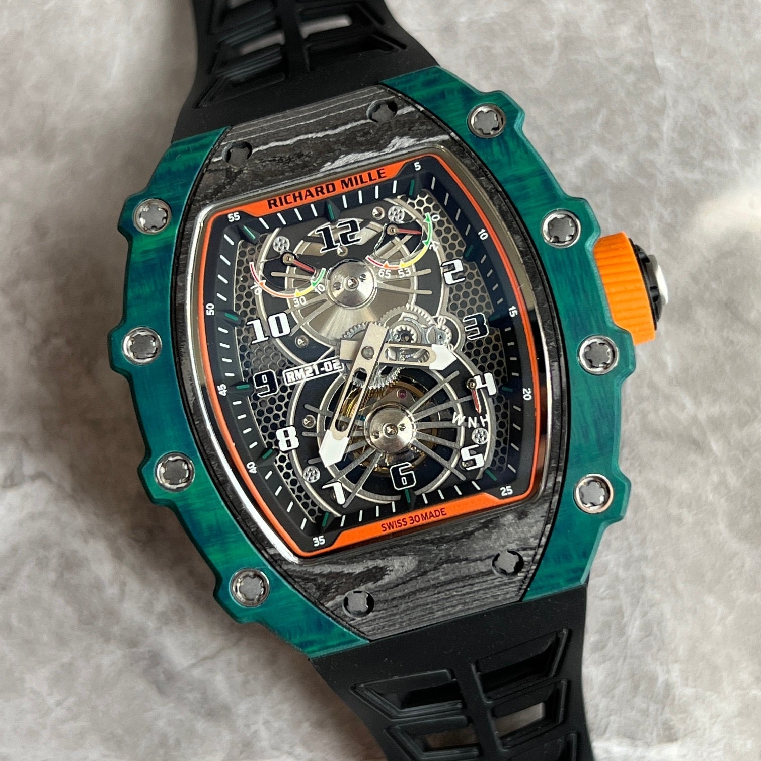 Richard Mille RM 21-02 McLaren Flyback Chronograph – Carbon TPT® & Green Quartz TPT®