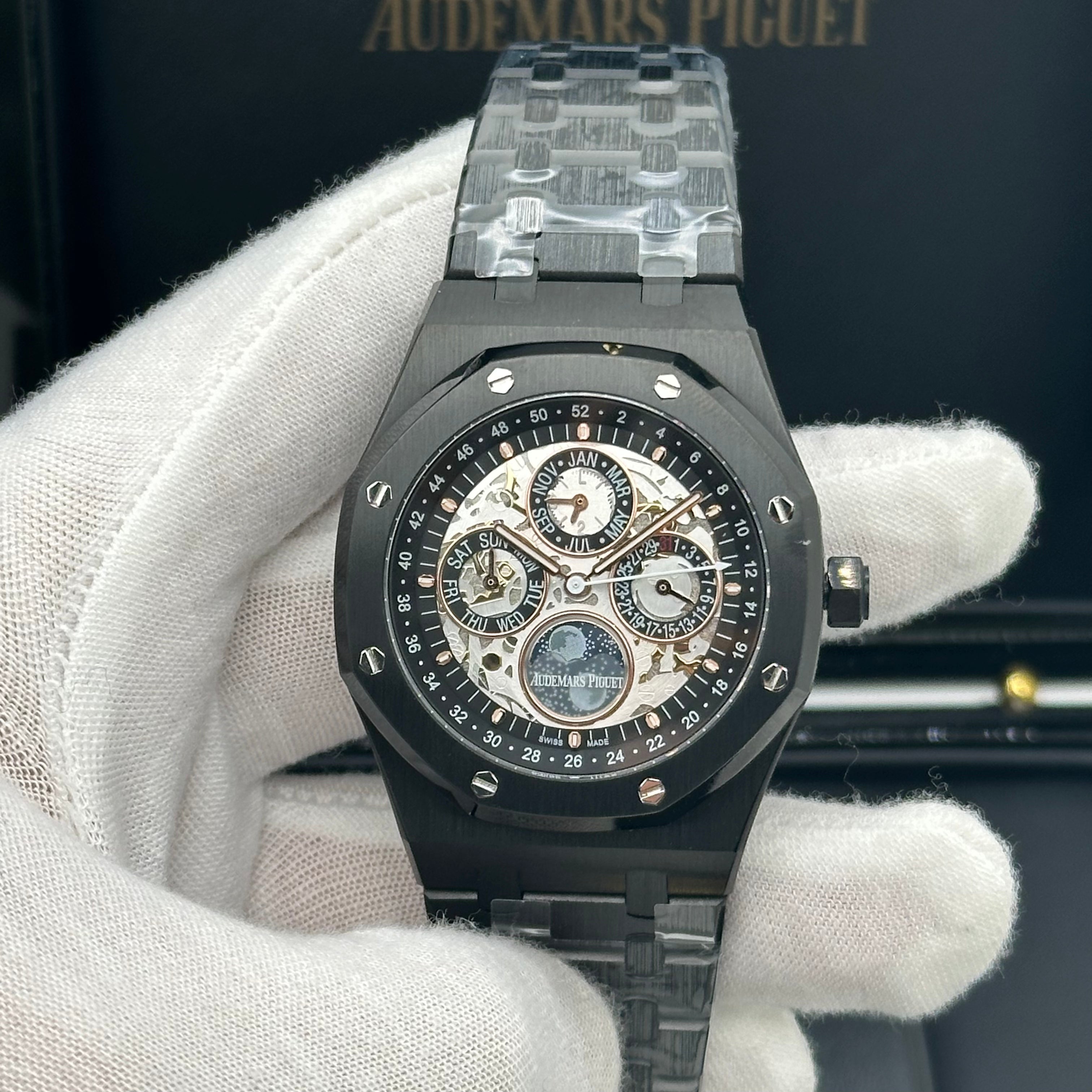 Audemars Piguet Royal Oak Perpetual Calendar Skeleton – Black Ceramic Look – Swiss Super Clone 1:1