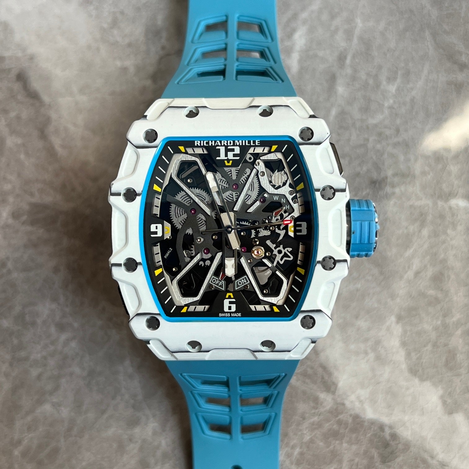 Richard Mille RM 35-03 Rafael Nadal – White Quartz TPT® with Sky Blue Strap