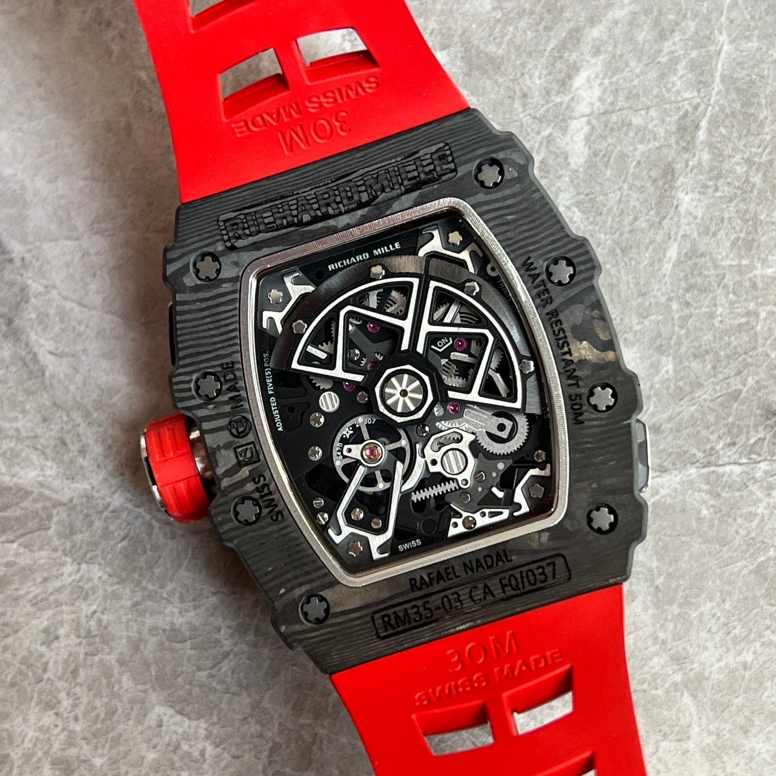 Richard Mille RM 11-03 Rafael Nadal Automatic Flyback Chronograph – Carbon TPT® with Red Strap