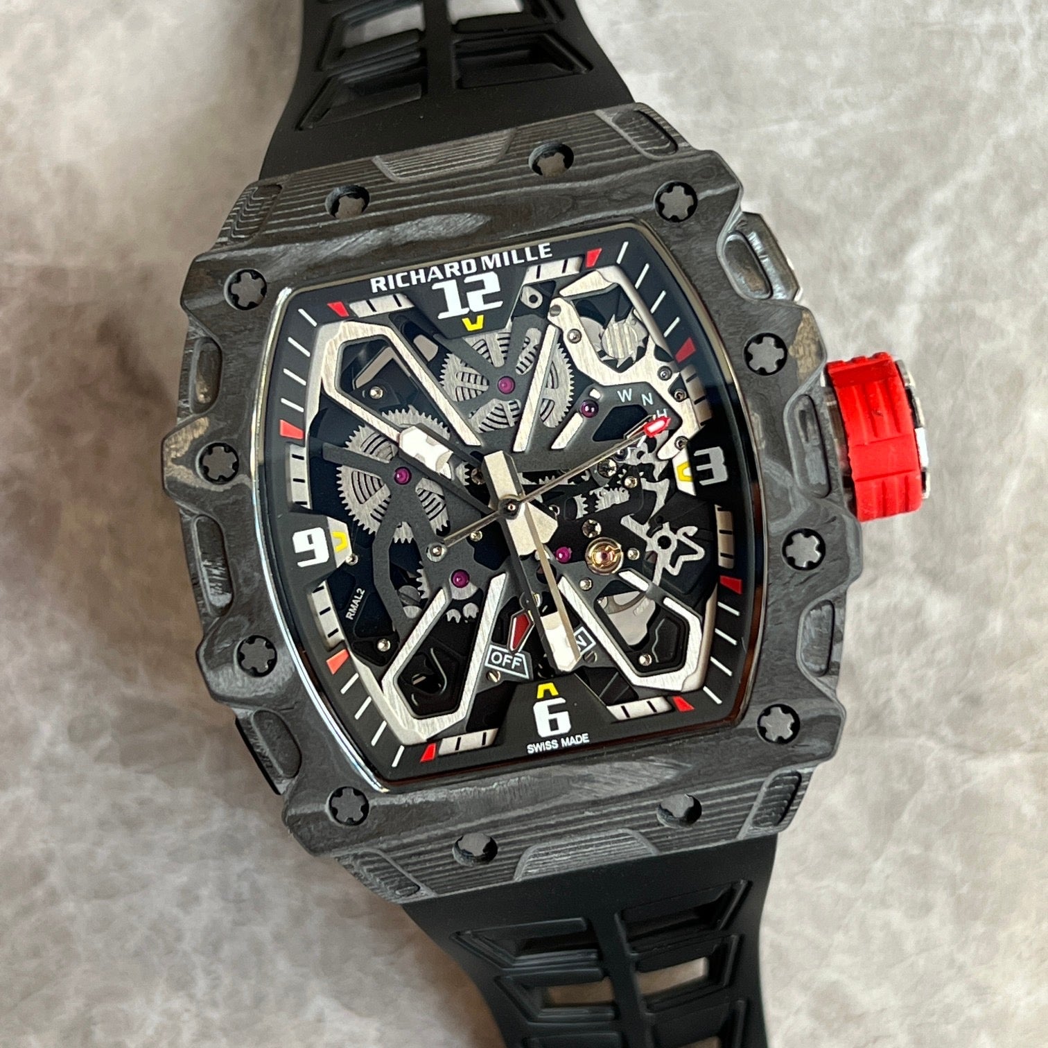 Richard Mille RM 35-03 Rafael Nadal Carbon TPT – Red Crown, Black Strap