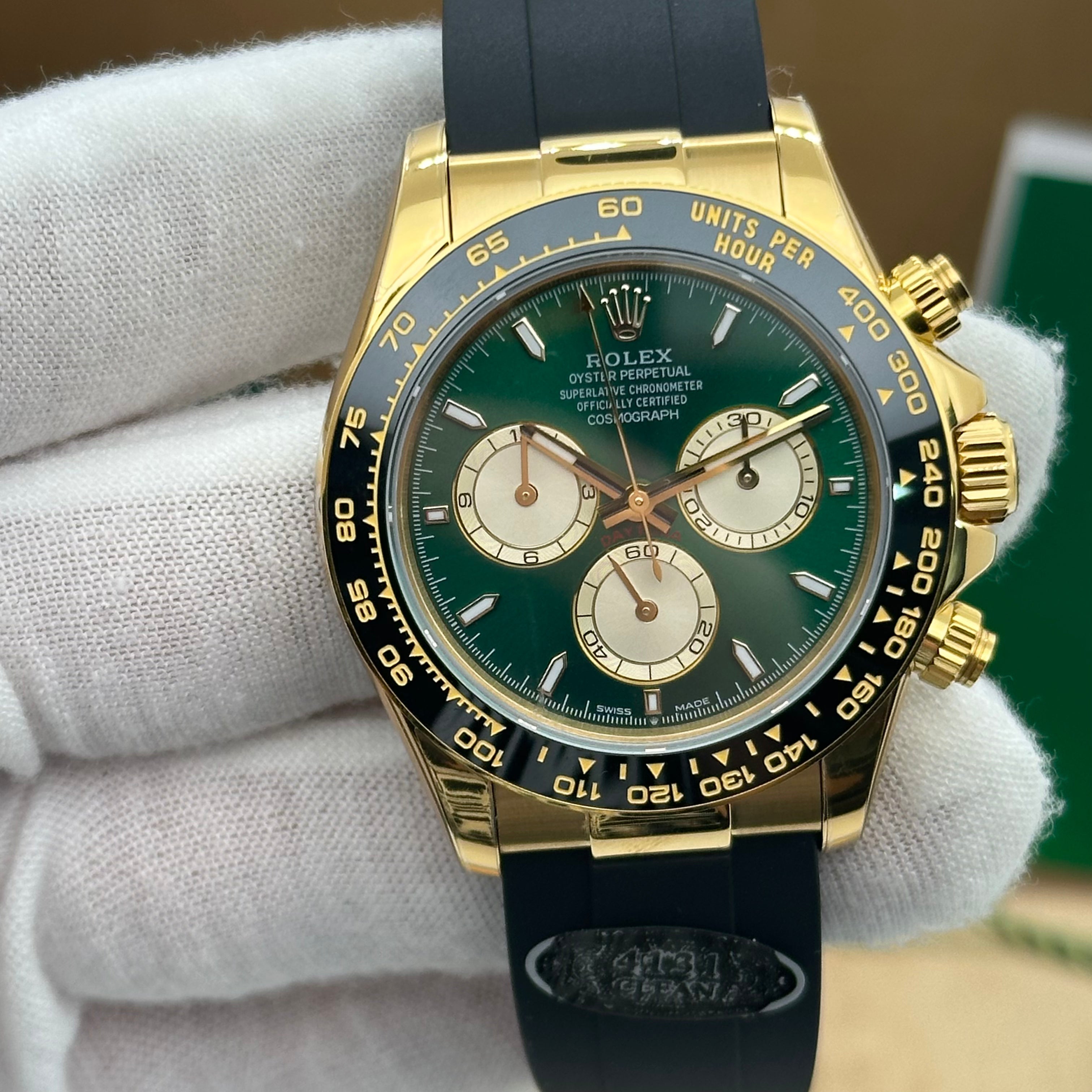 Rolex Daytona Gold Automatic Chronograph - Green Dial – Swiss Super Clone - OXJ29092