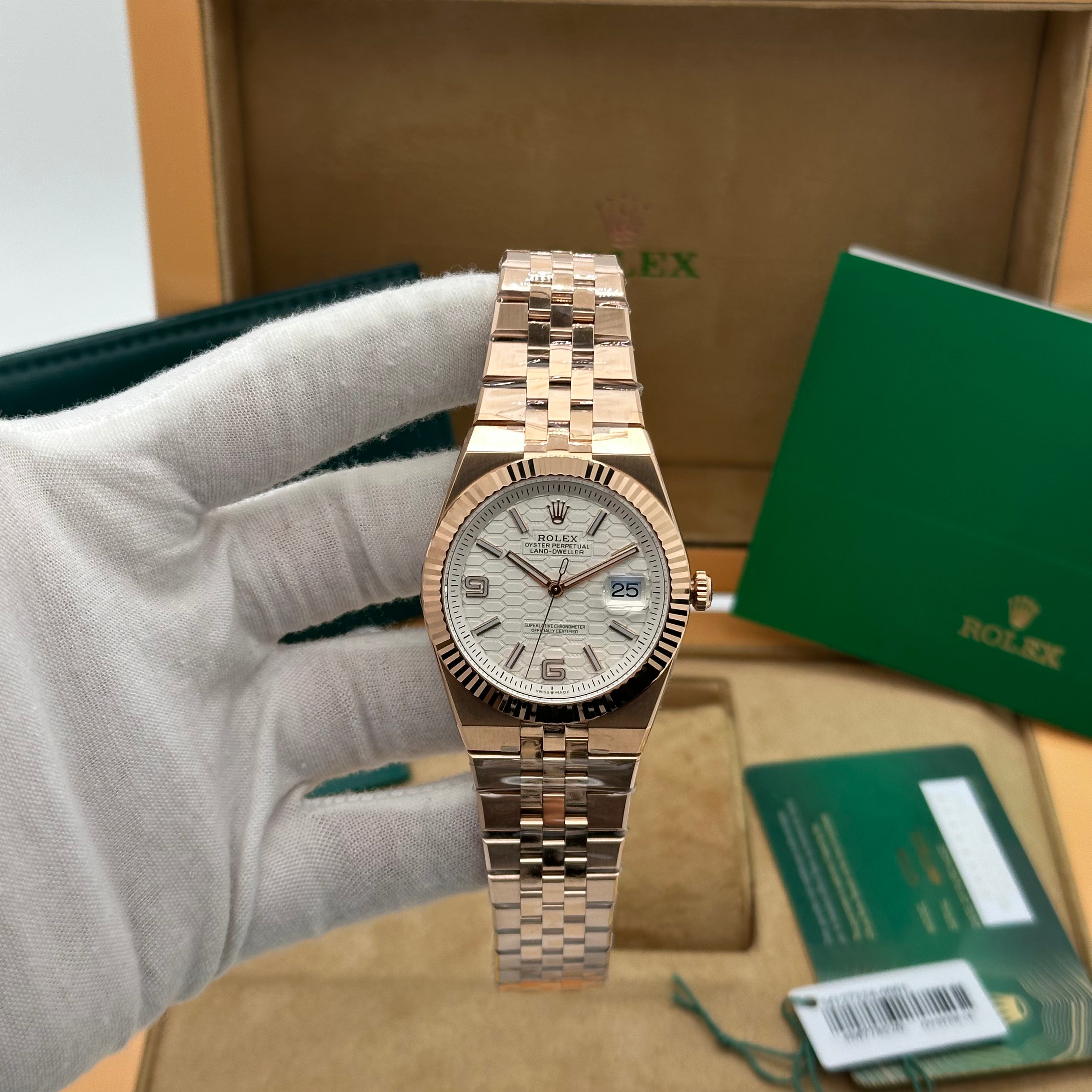 Rolex Oyster Perpetual Land-Dweller 41MM Rose Gold Watch - Swiss Super Clone 4M778520