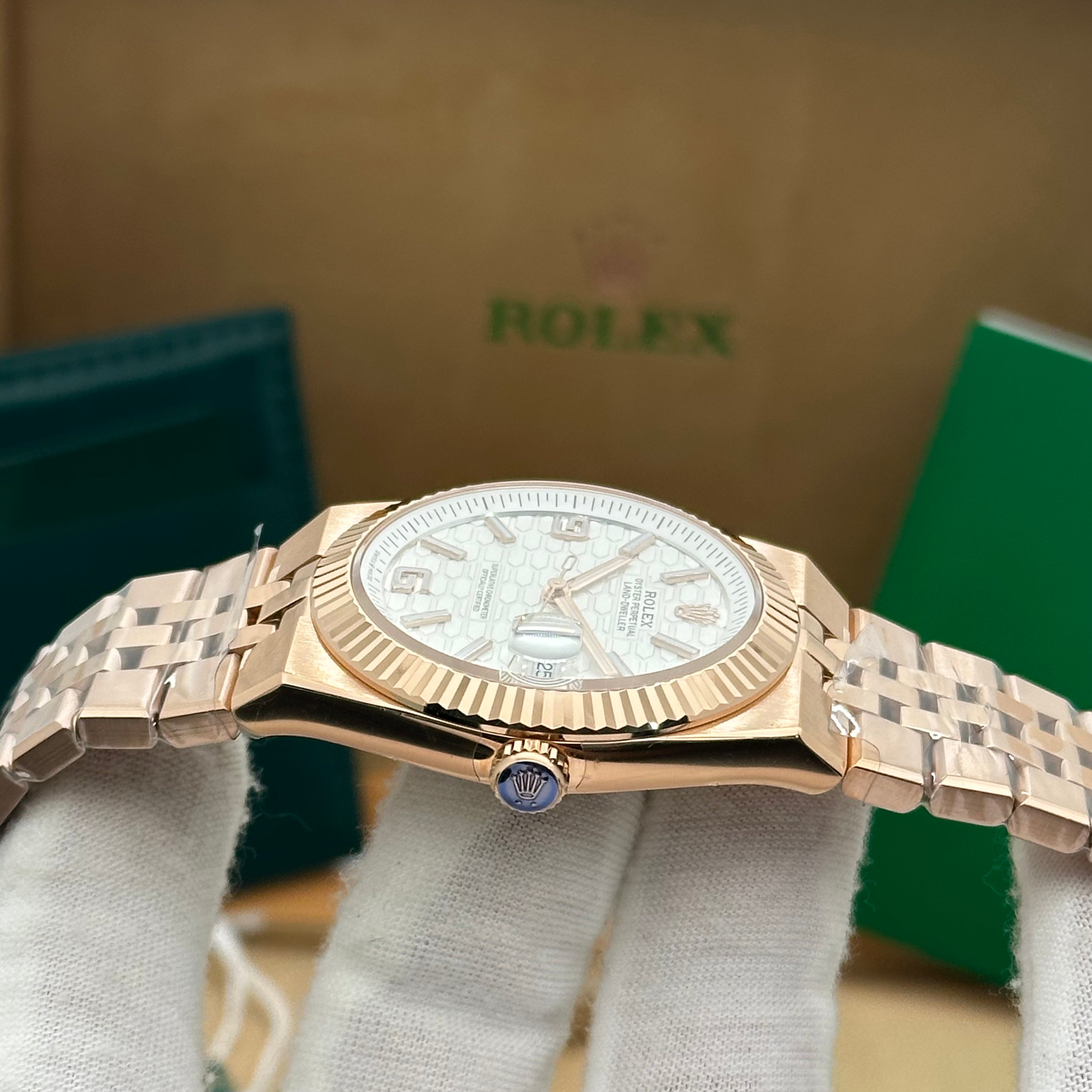 Rolex Oyster Perpetual Land-Dweller 41MM Rose Gold Watch - Swiss Super Clone 4M778520