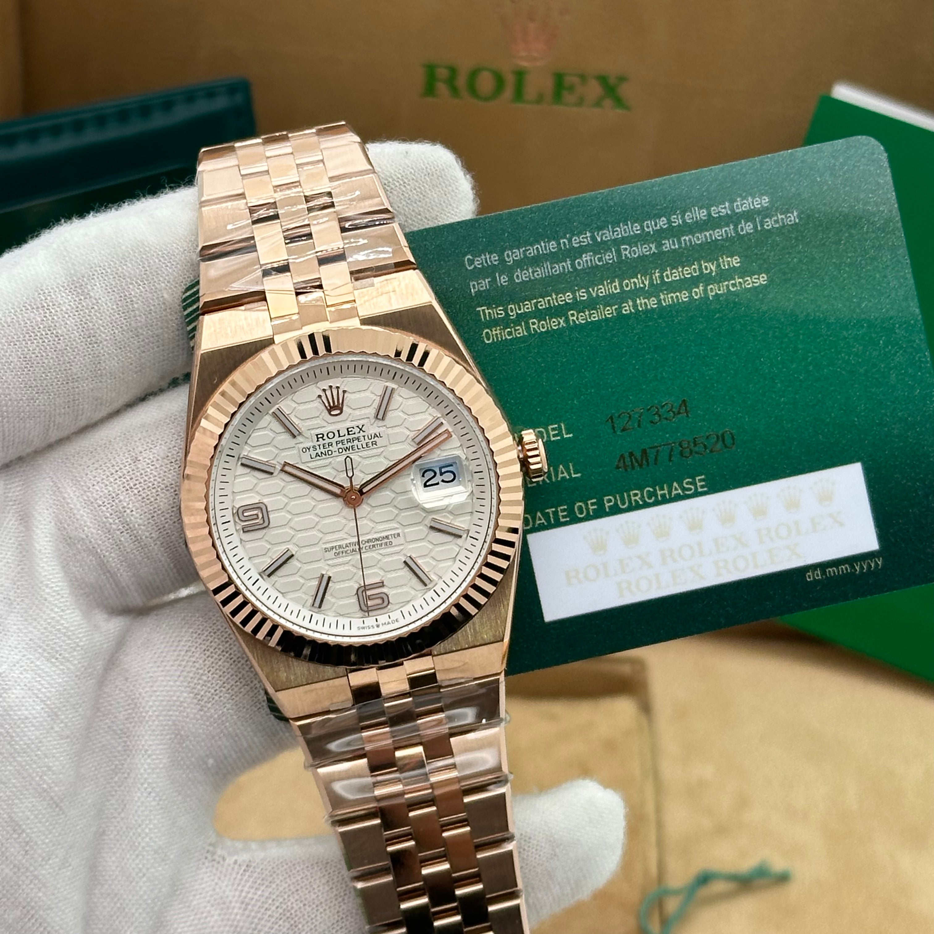 Rolex Oyster Perpetual Land-Dweller 41MM Rose Gold Watch - Swiss Super Clone 4M778520