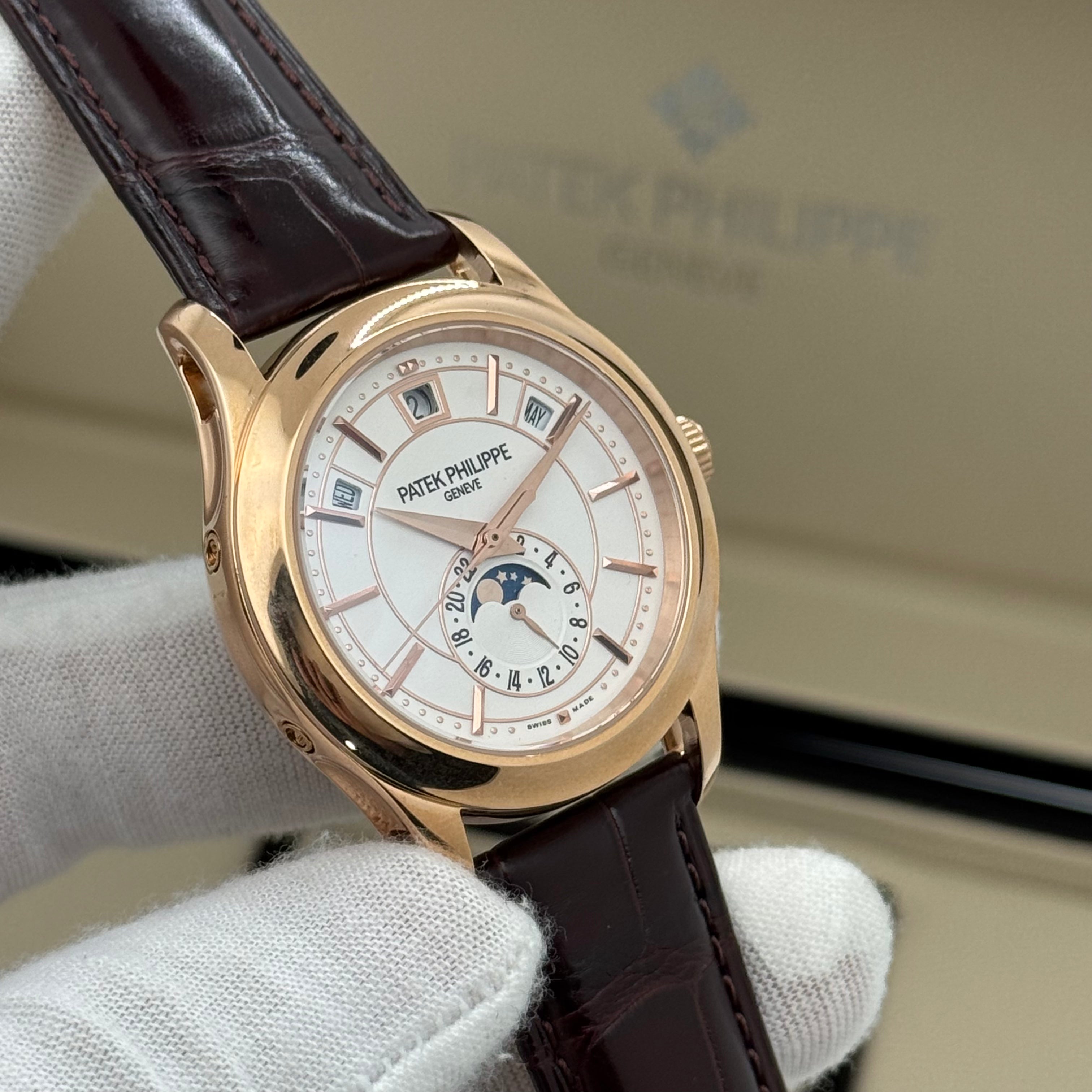 Patek Philippe Annual Calendar – Rose Gold – White Dial – Leather Strap – Swiss Super Clone