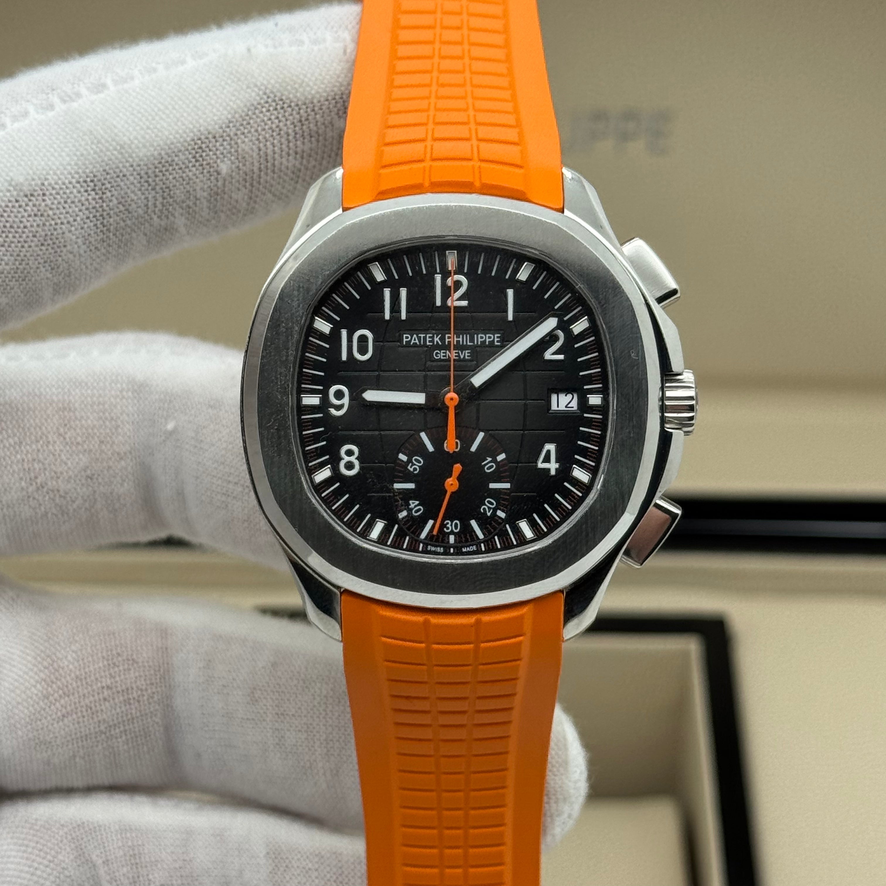 Patek Philippe Aquanaut Chronograph 5968A – Swiss Super Clone (Orange Rubber Strap)
