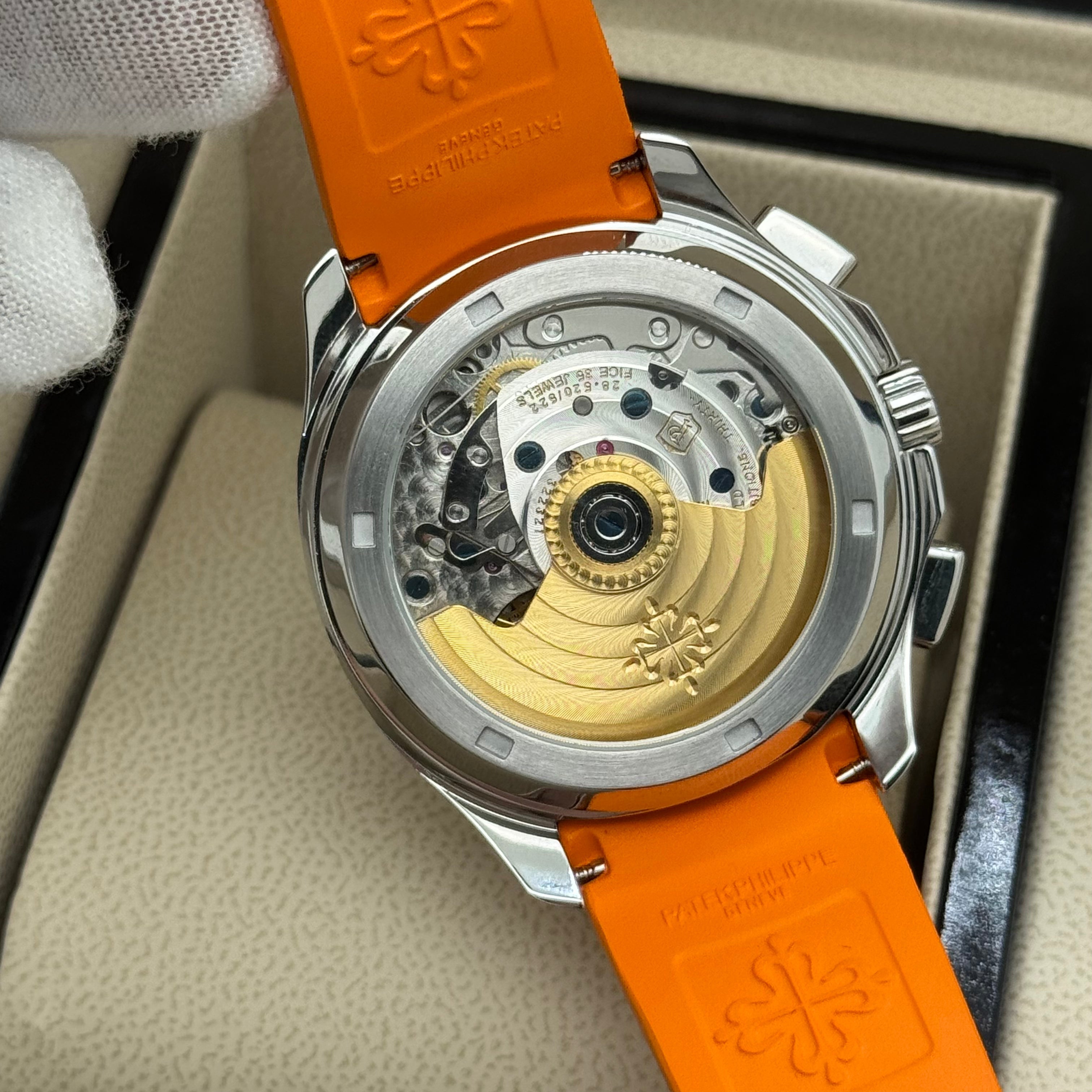 Patek Philippe Aquanaut Chronograph 5968A – Swiss Super Clone (Orange Rubber Strap)