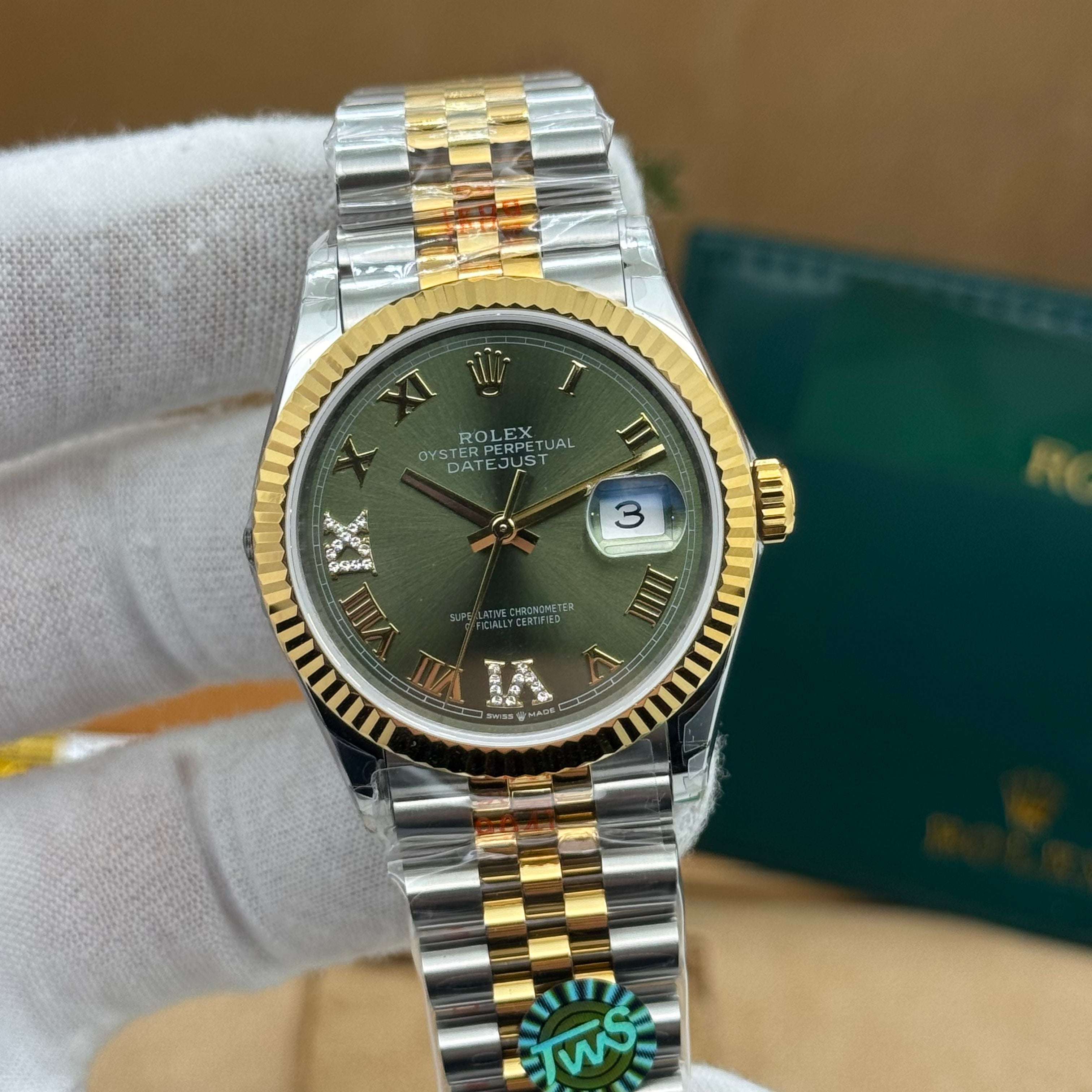 Rolex President Style Automatic 36MM Watch – Green Dial – Two-Tone Steel/Gold