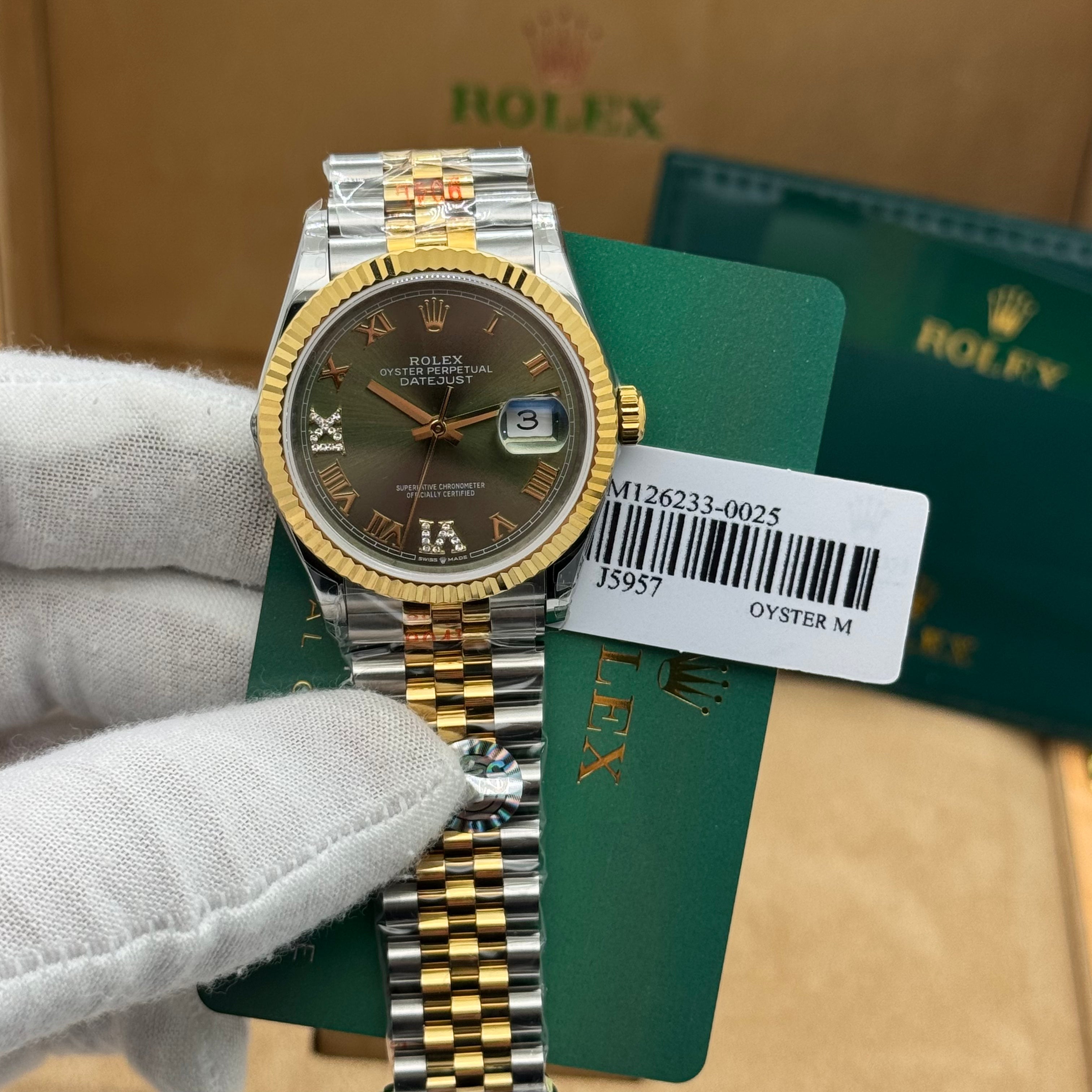 Rolex President Style Automatic 36MM Watch – Green Dial – Two-Tone Steel/Gold
